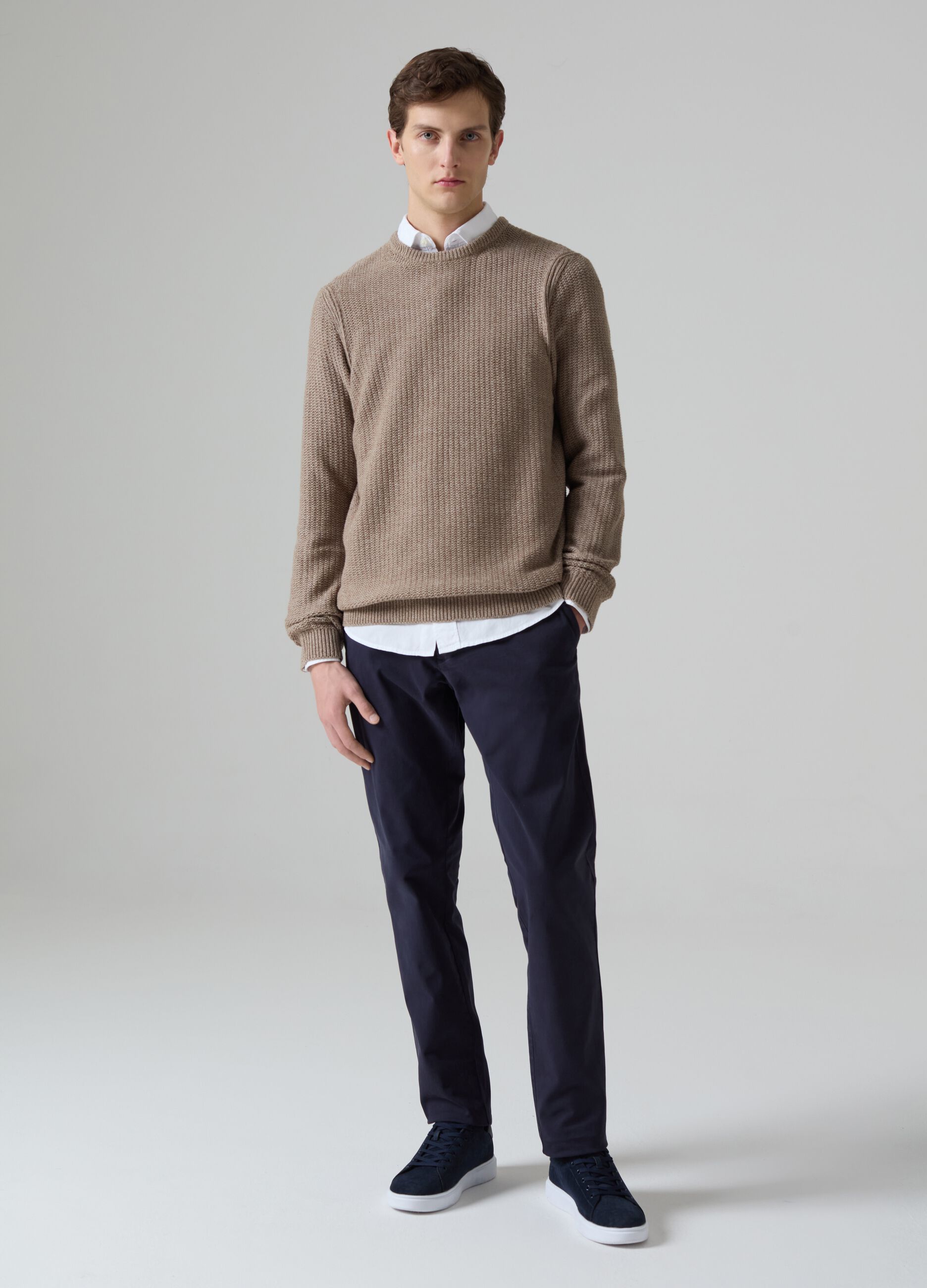 Slim-fit, stretch cotton chinos
