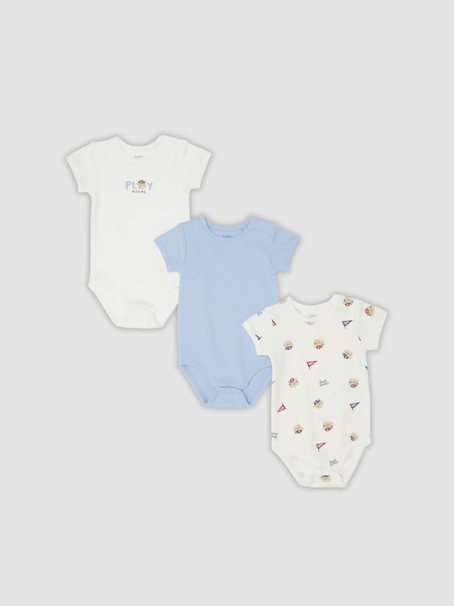 Tripack di body multicolor in puro cotone organico per neonato e bimbo_0