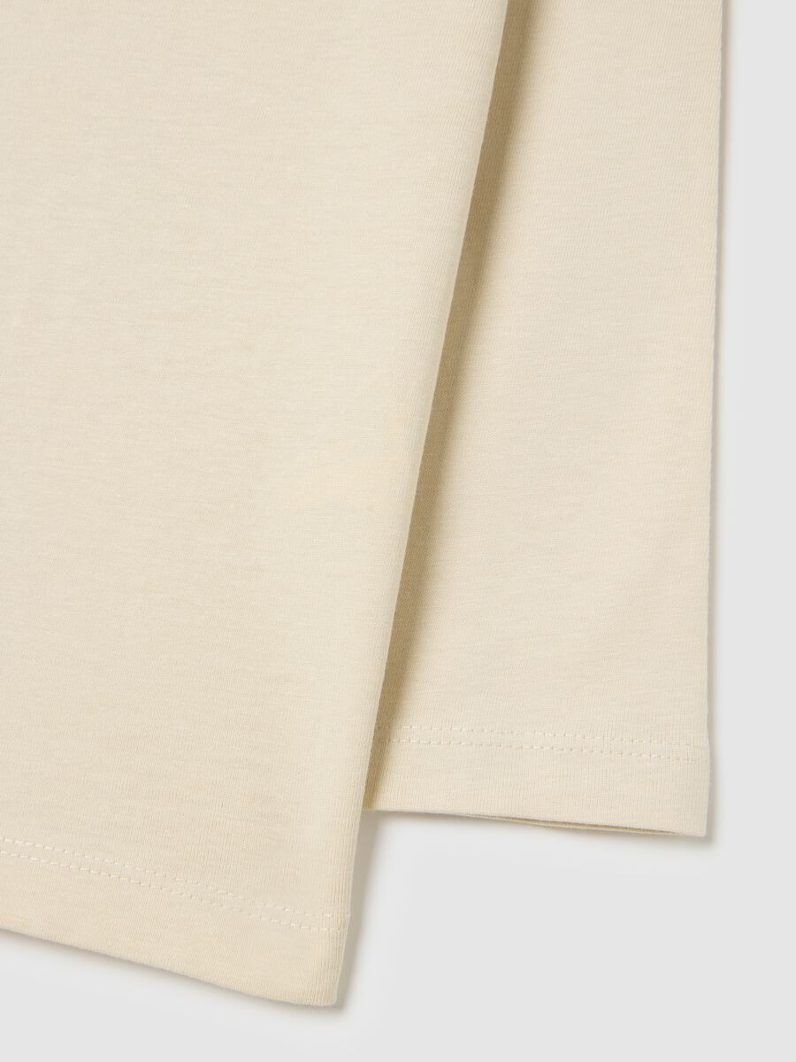 Children's beige pure cotton regular fit top with print_3