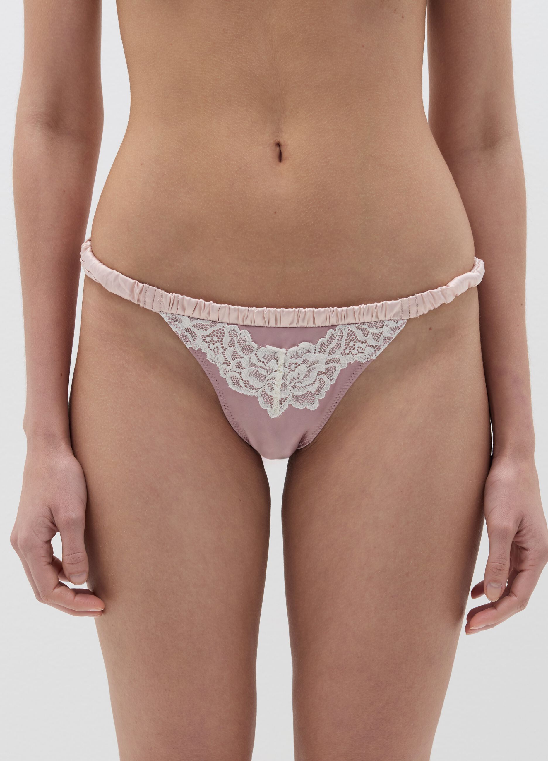 Satin briefs with lace