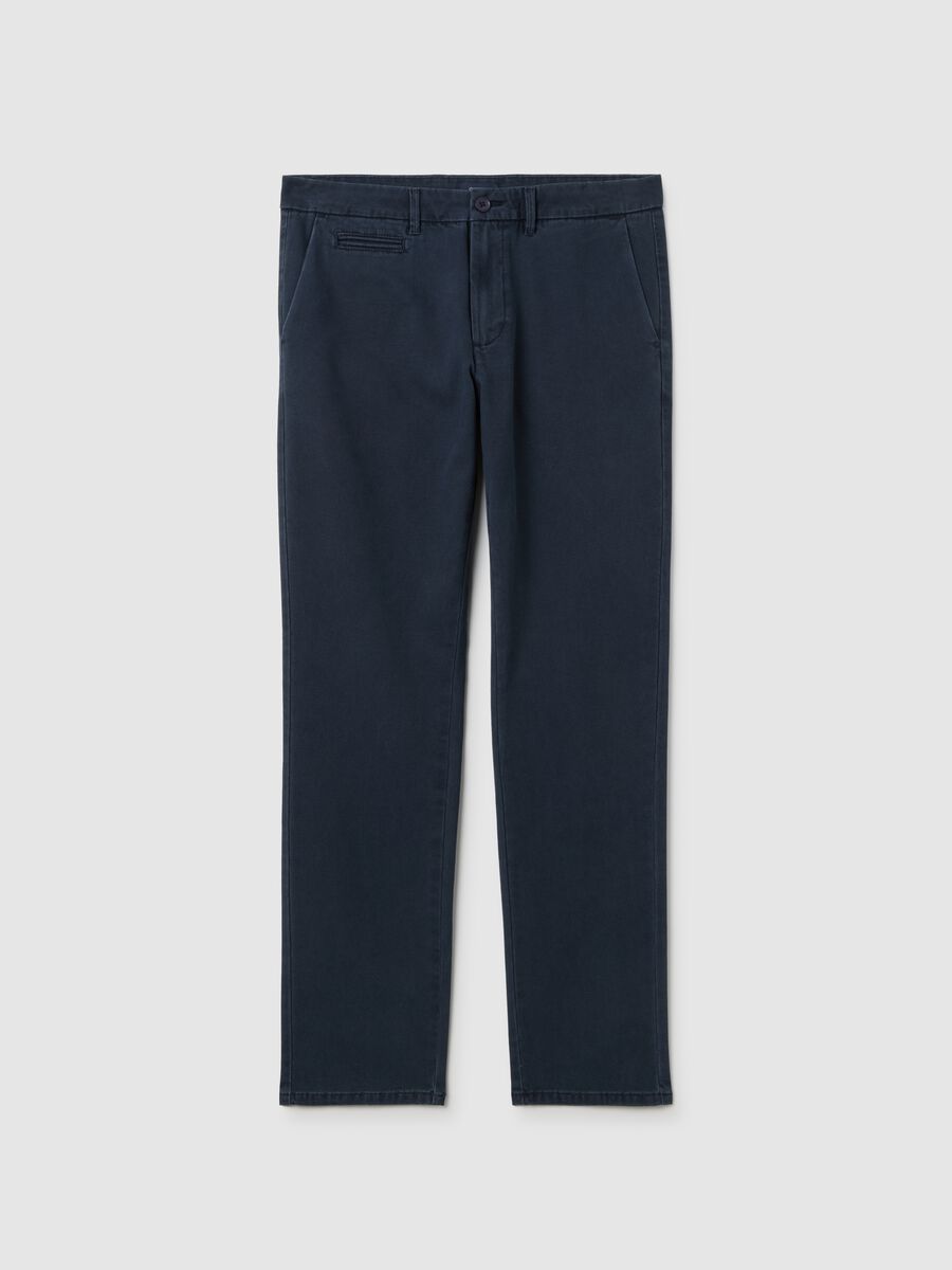 Pantaloni chino in cotone blu slim fit_0