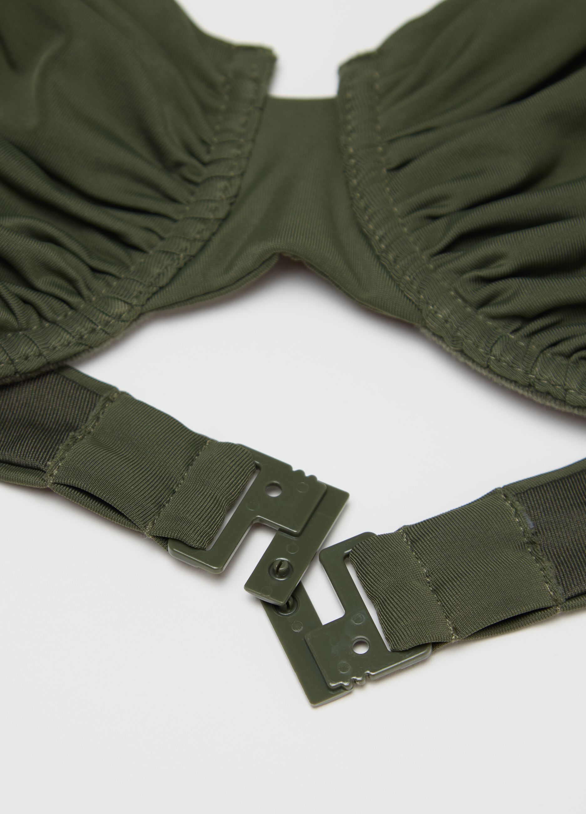 Balconette bikini da donna in tessuto elasticizzato verde scuro