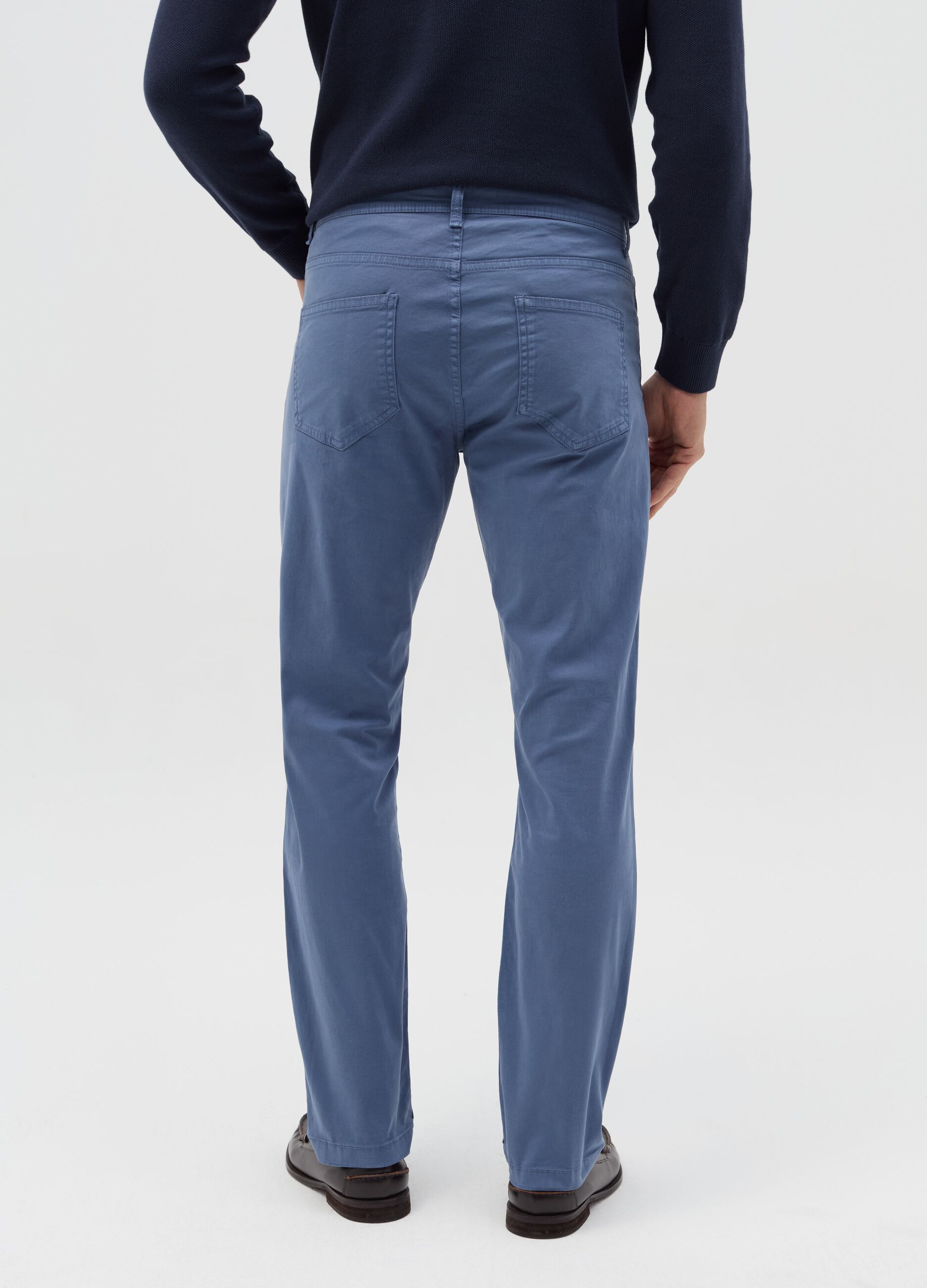 Pantalone slim fit in cotone stretch blu