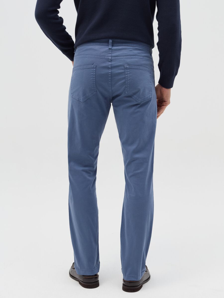 Blue slim-fit trousers in stretch cotton_3