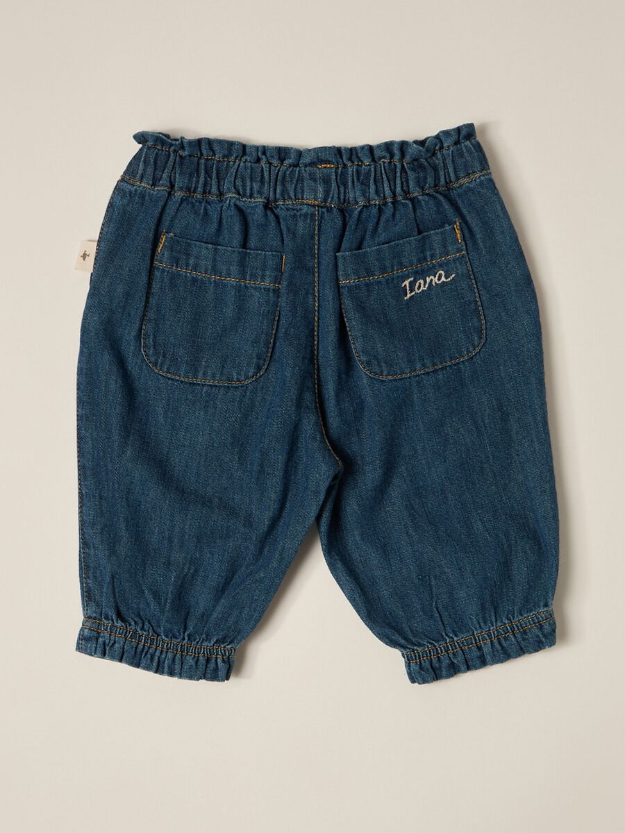 Pantaloni in denim di puro cotone IANA neonata_1
