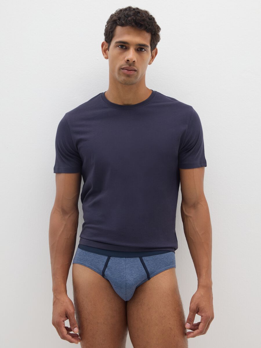Slip in cotone elasticizzato blu regular fit_0