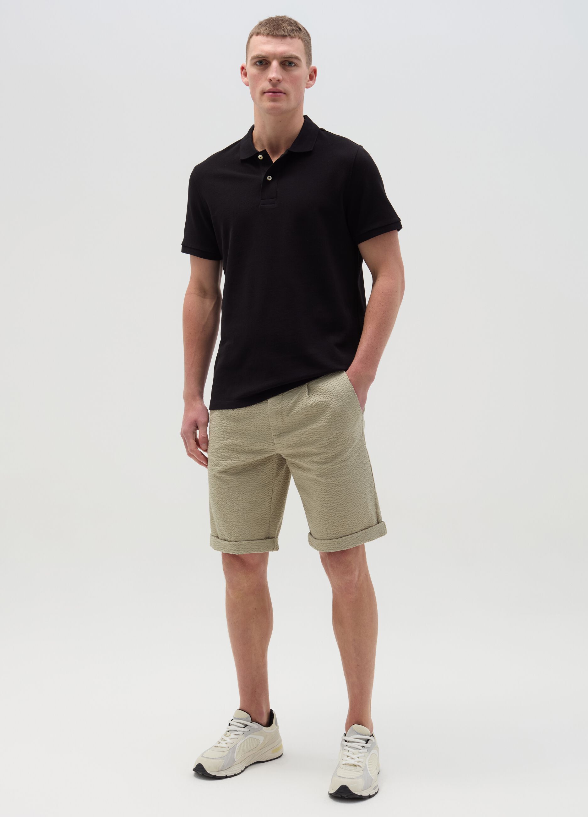Ovs Bermuda chino in seersucker con pinces