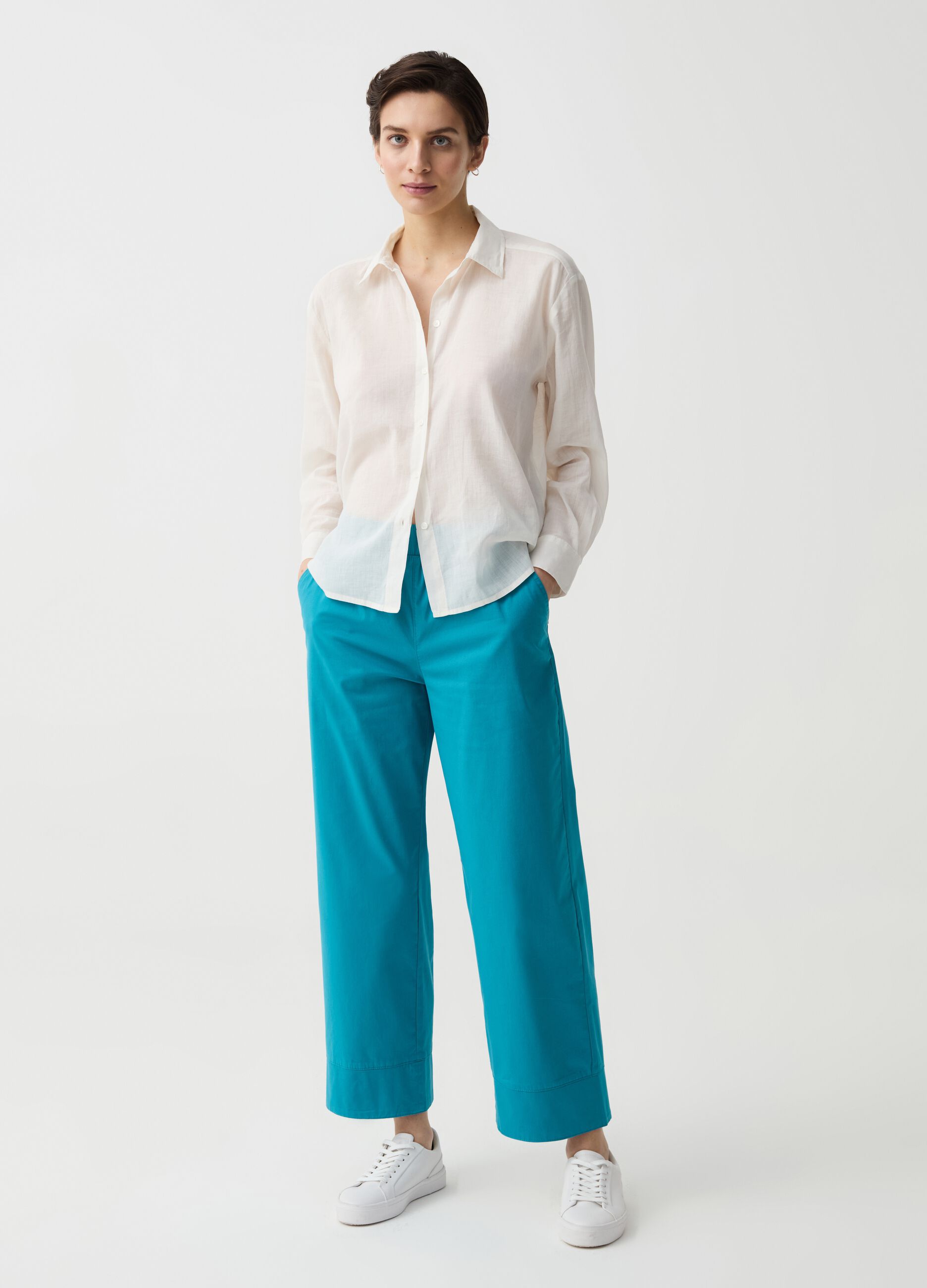Pantalone cropped wide leg