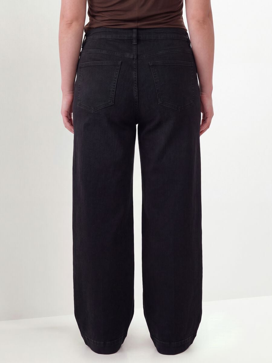Jeans denim nero in cotone e viscosa elasticizzata bootcut fit_2
