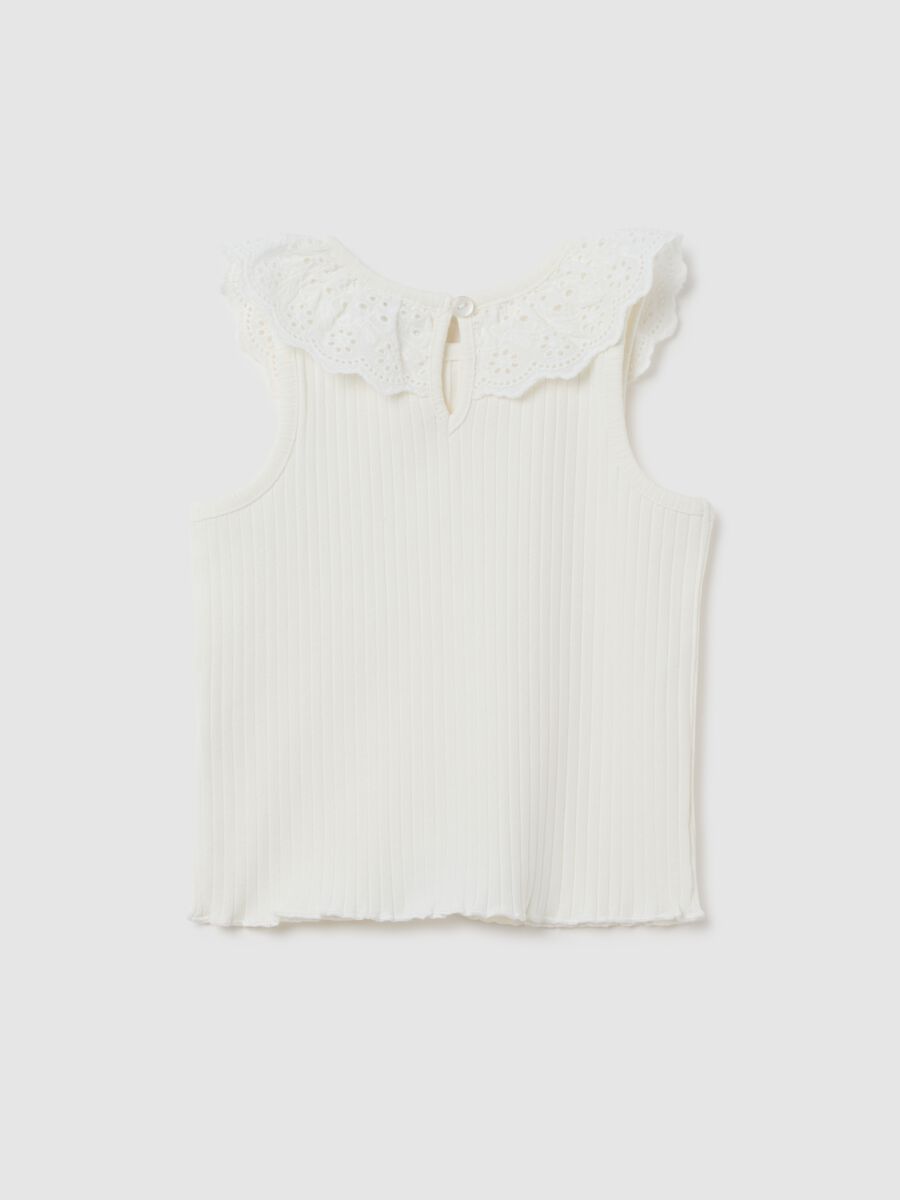 Girls' White Cotton Sleeveless Top regular fit_1