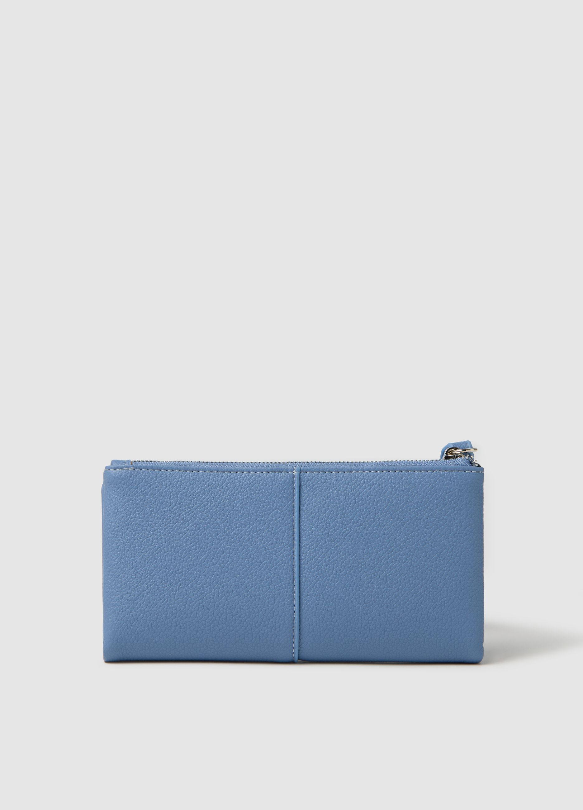 Textured-effect light blue wallet