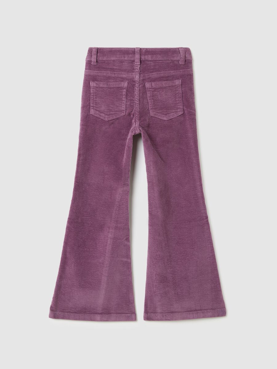 Girls' Wide-Leg Cotton and Purple Velvet Trousers_1