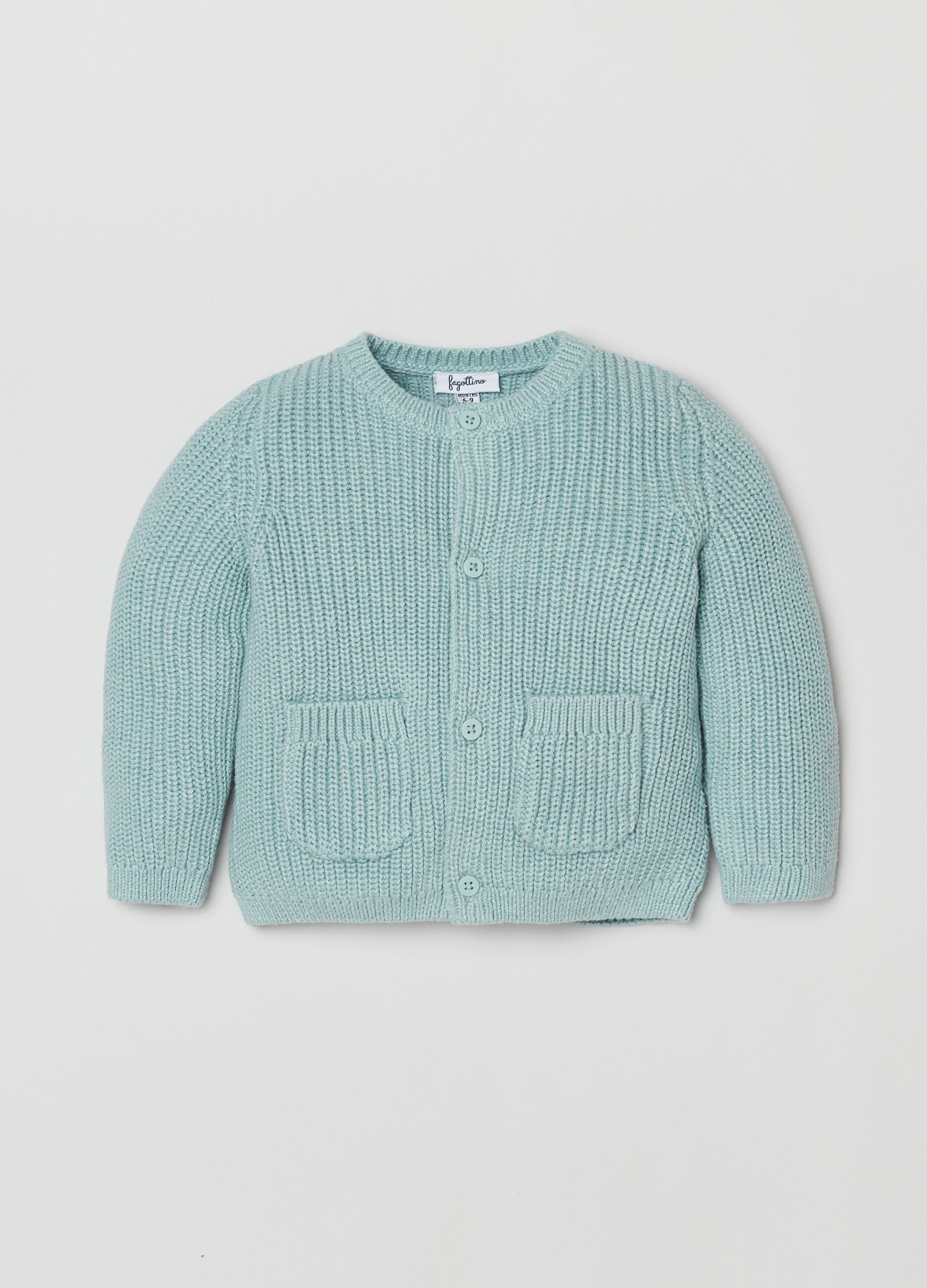 Cardigan in maglia a costine_0