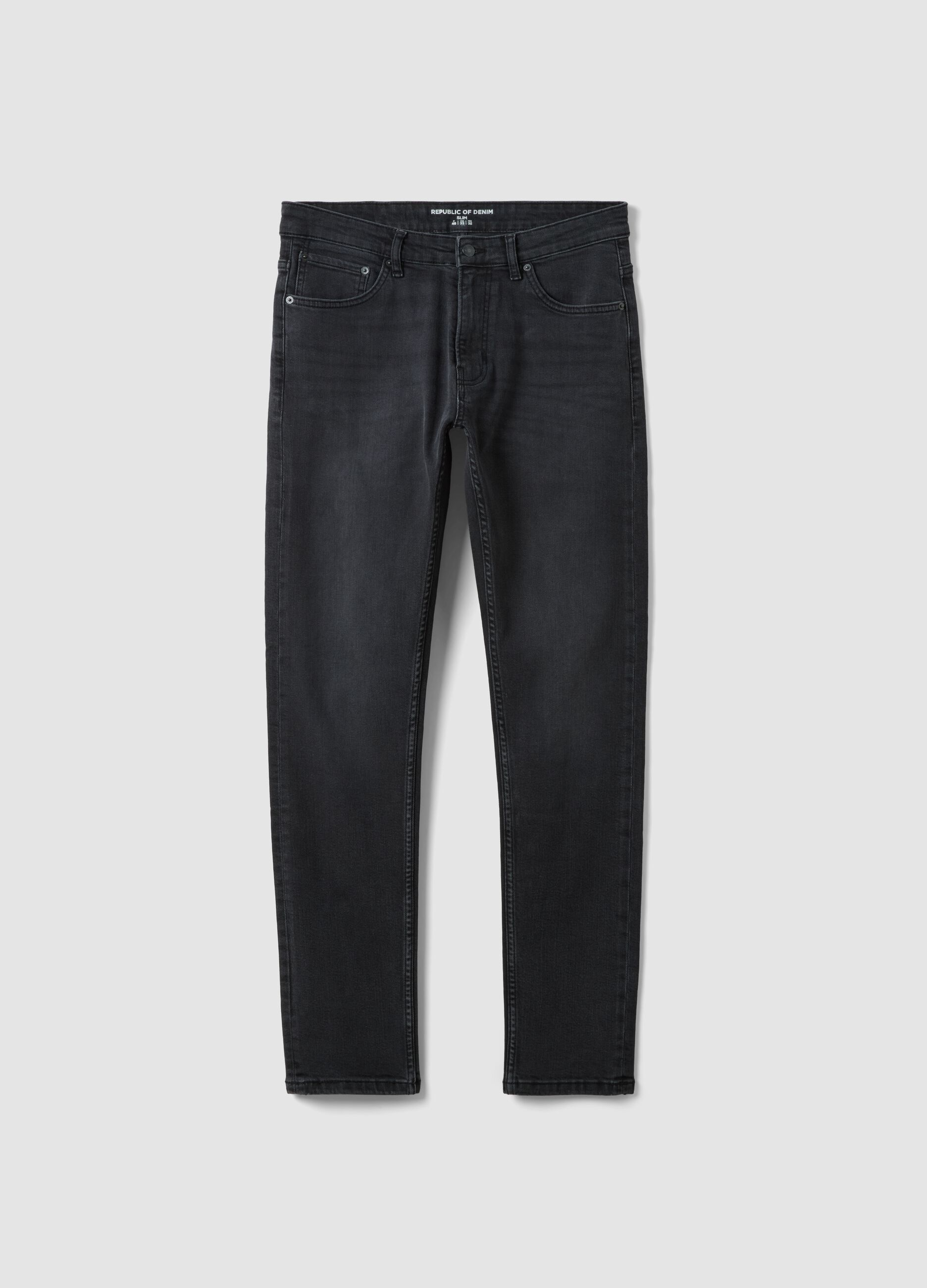 Black slim-fit stretch cotton denim jeans