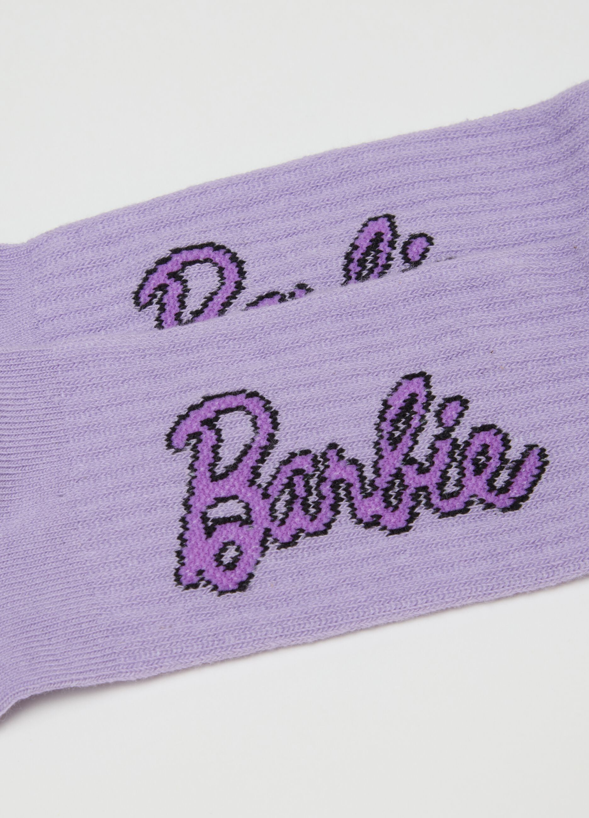 Girls' multicolour cotton-blend elasticated socks twin pack Barbie