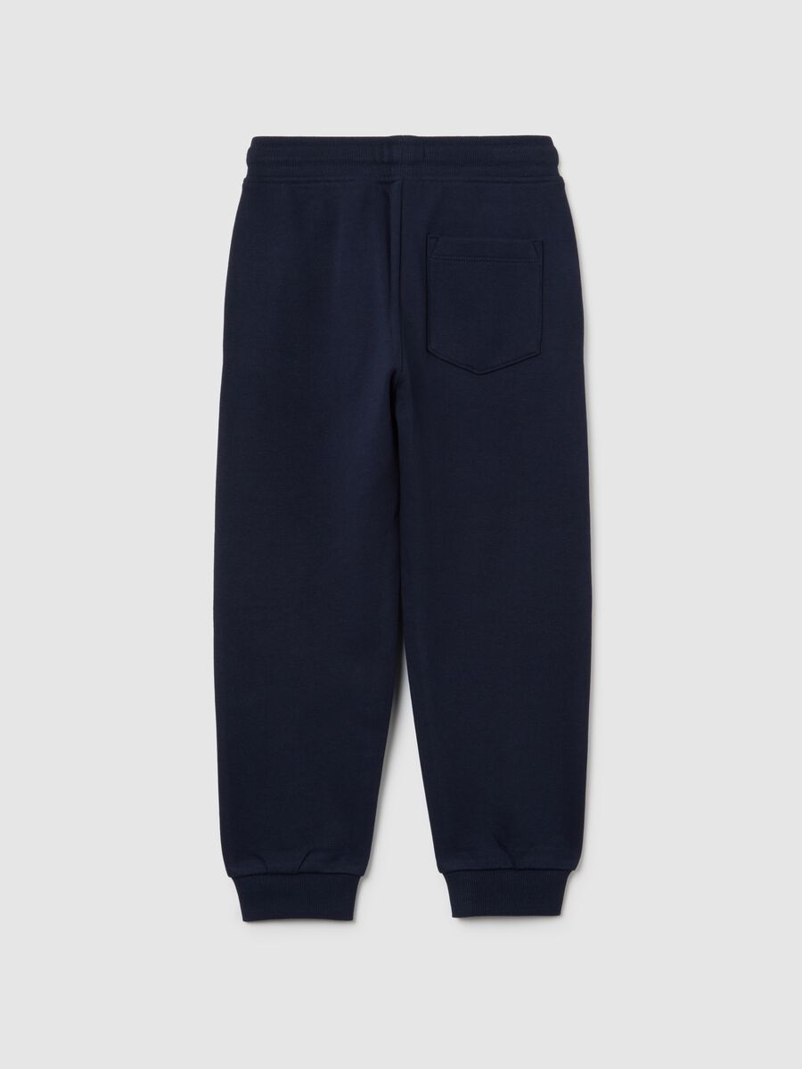 Pantaloni da bambino in puro cotone blu regular fit_1