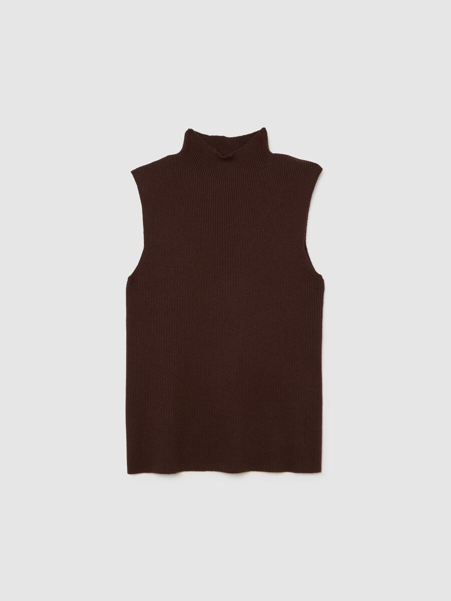 Brown regular fit tank top_4