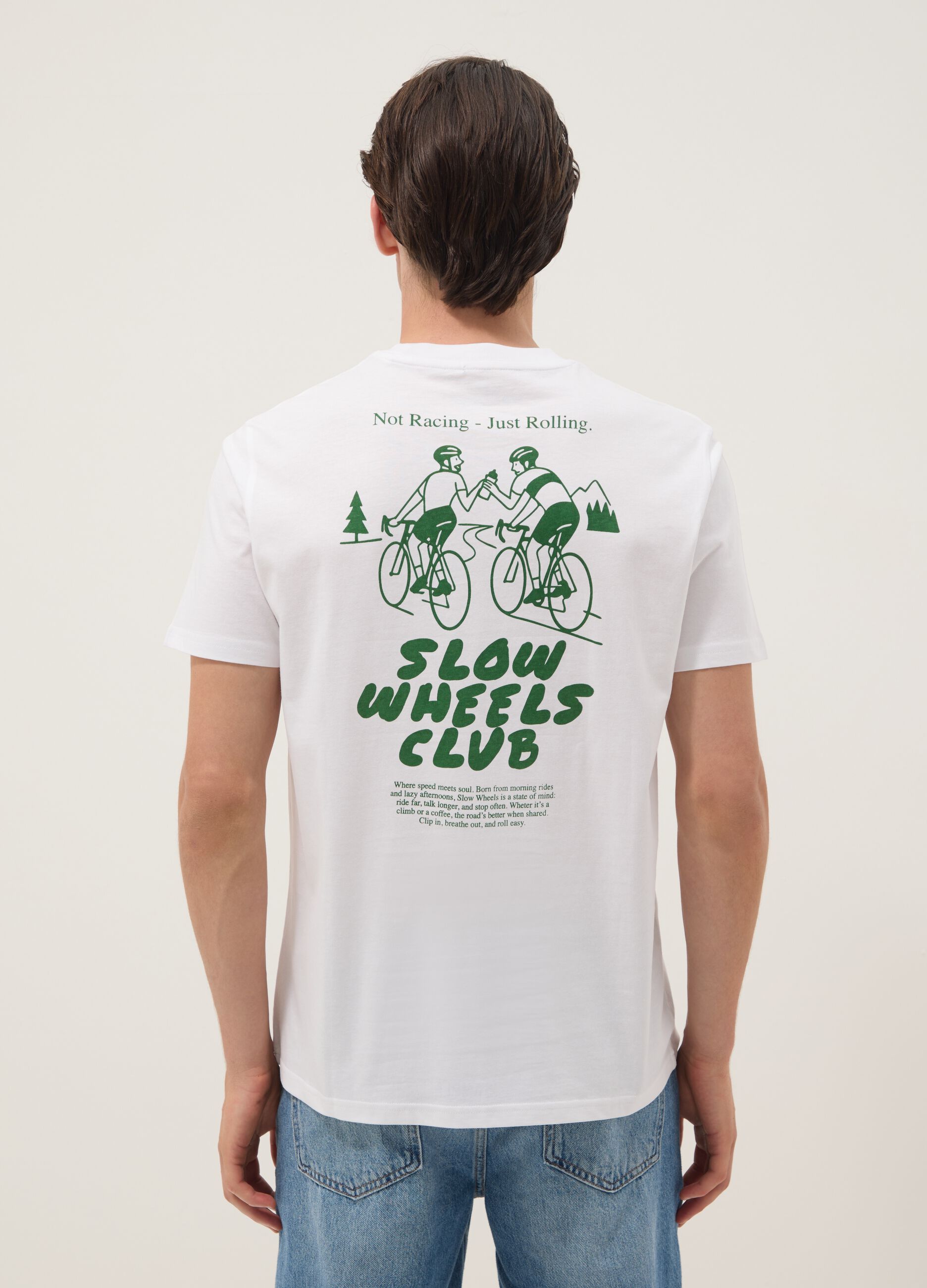 T-shirt bianca in puro cotone con stampa regular fit