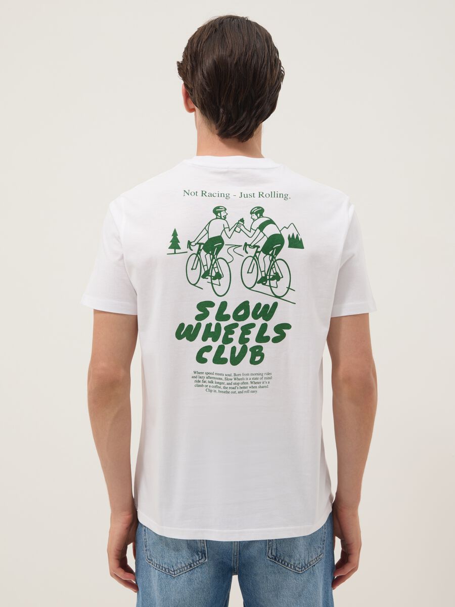 White pure cotton T-shirt with chest print, regular fit_2