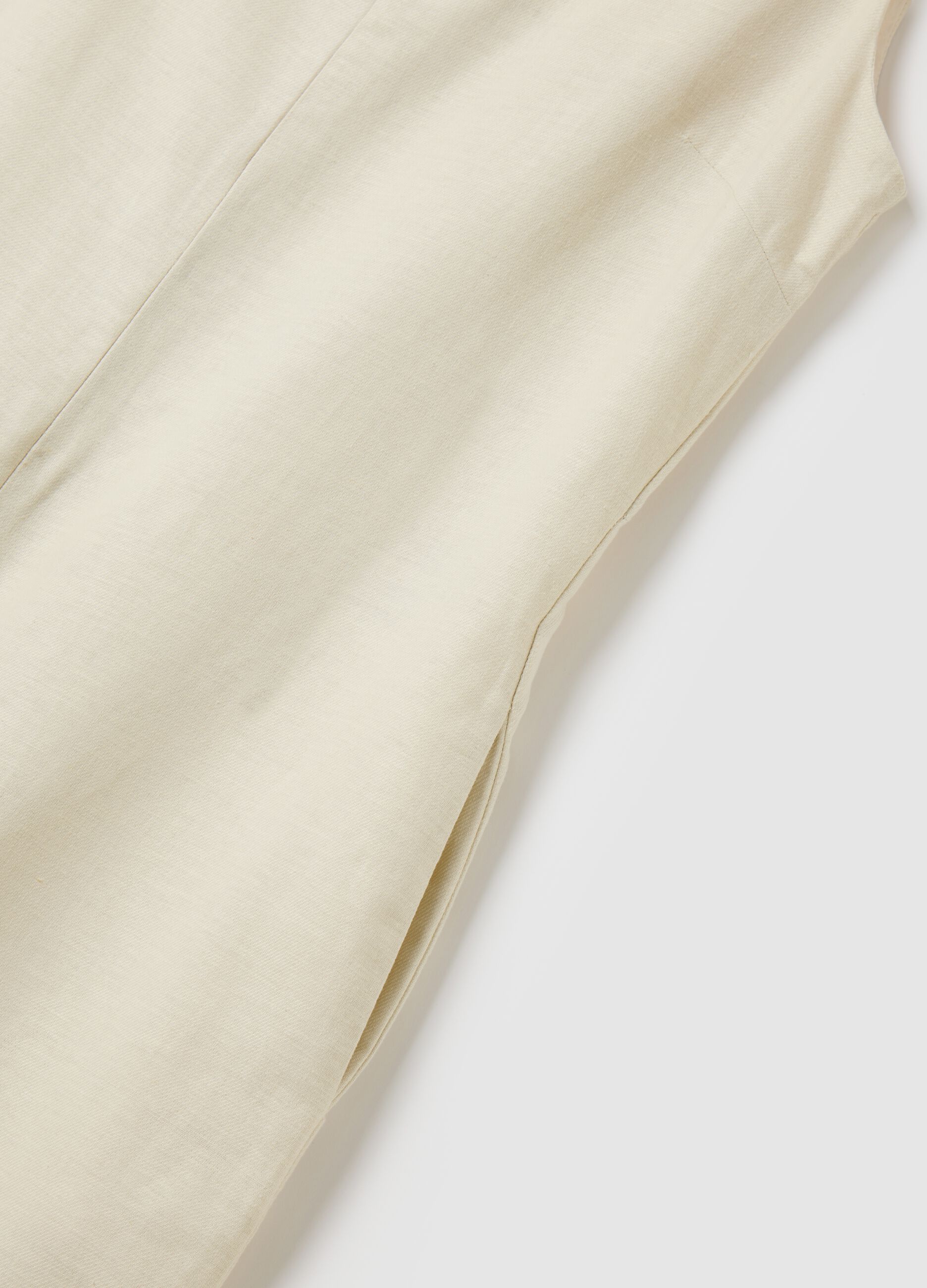 Sleeveless beige jumpsuit in cotton and linen