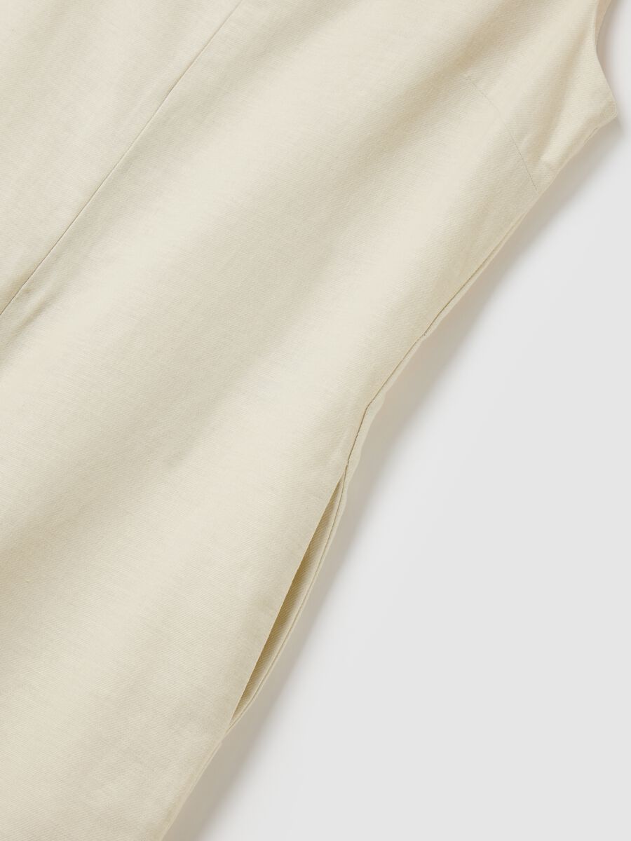 Sleeveless beige jumpsuit in cotton and linen_5