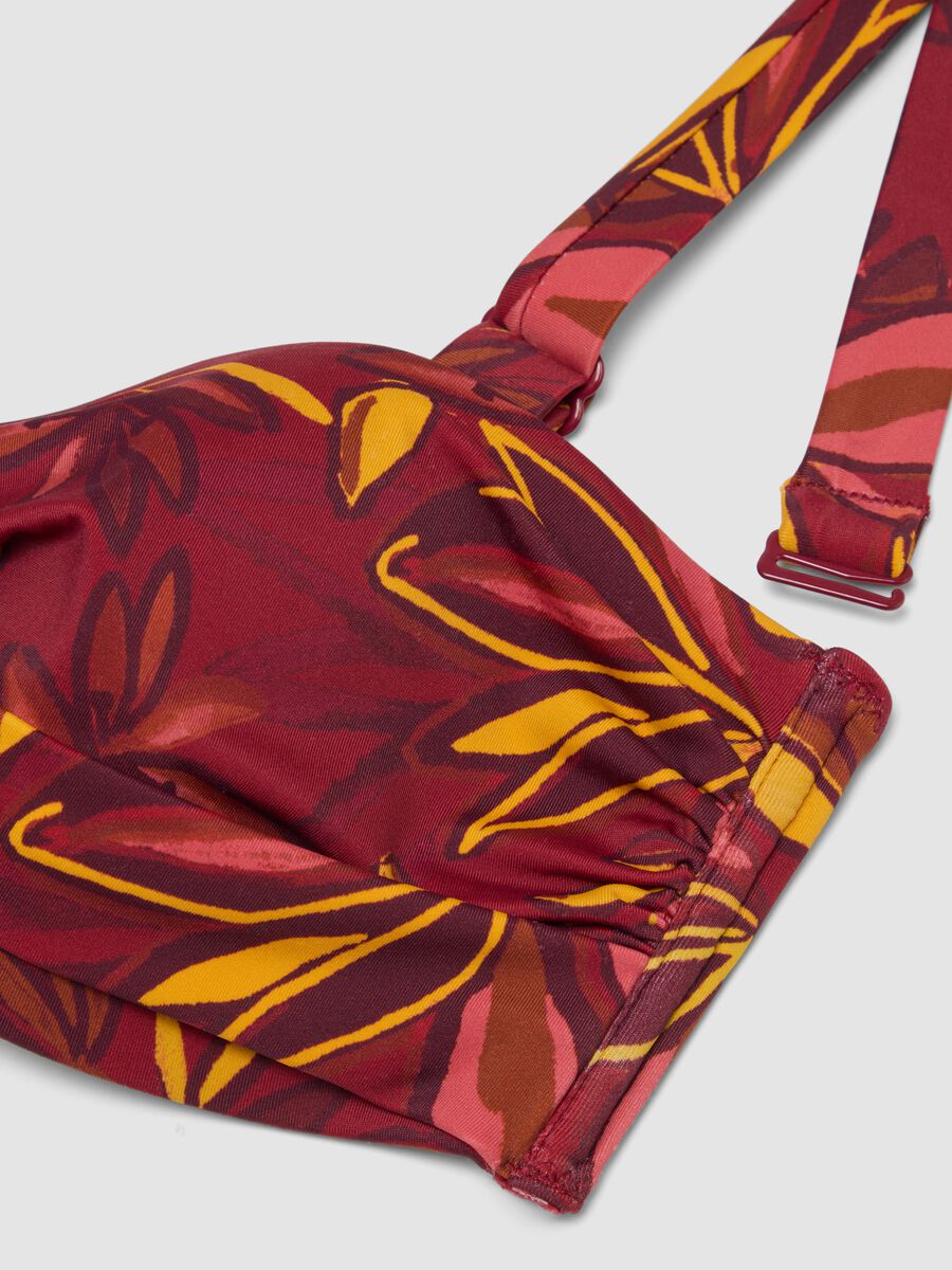 Top bikini balconette elasticizzato multicolor con motivo floreale_1