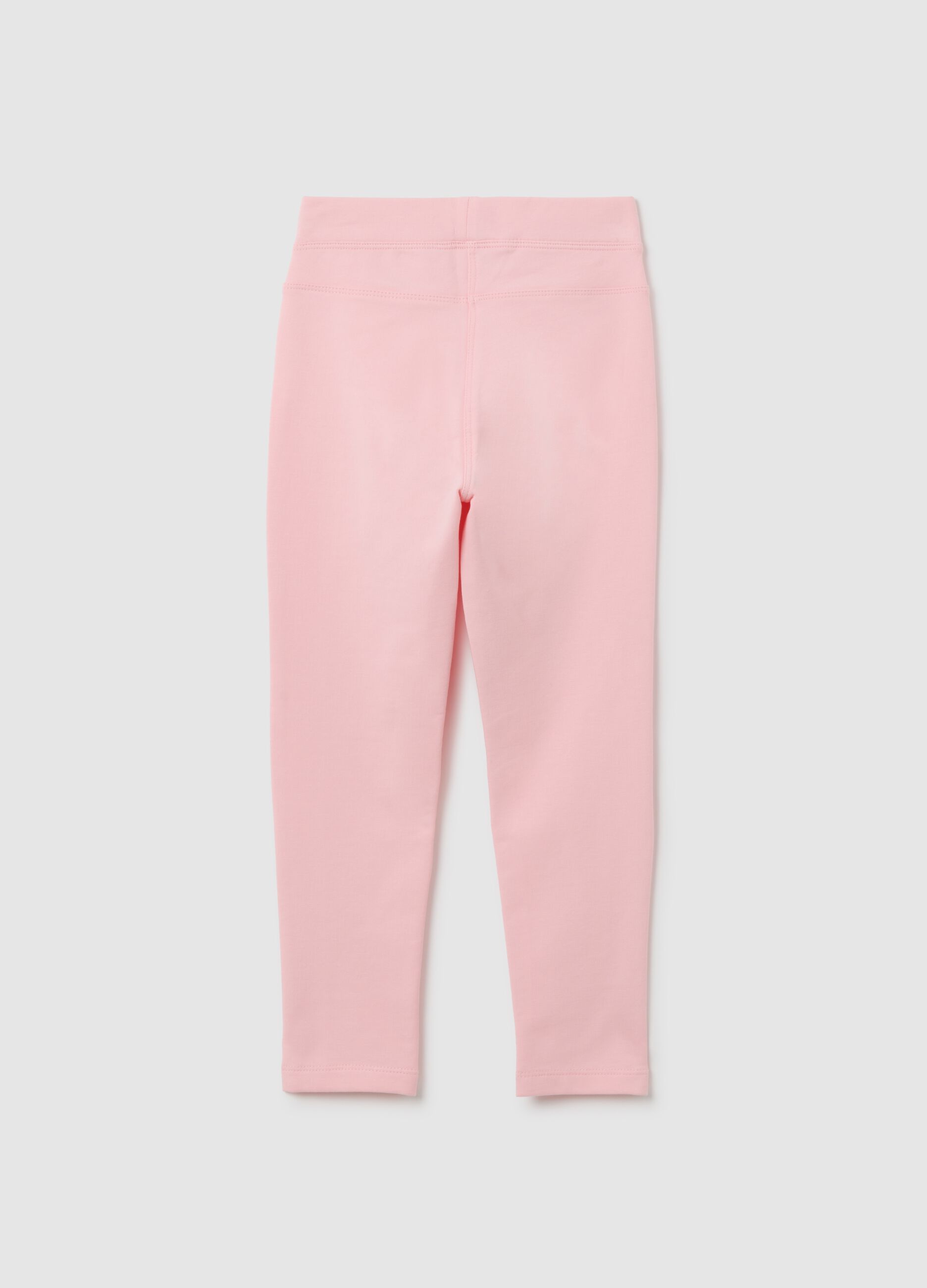 Girl's pink slim fit cotton leggings