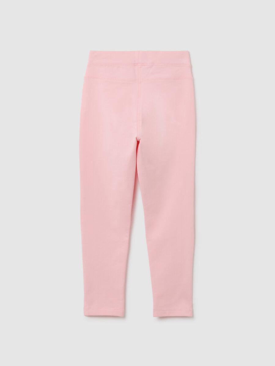 Girl's pink slim fit cotton leggings_1