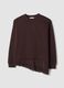 Brown cotton-blend sweatshirt with crew neck and lace detail_0