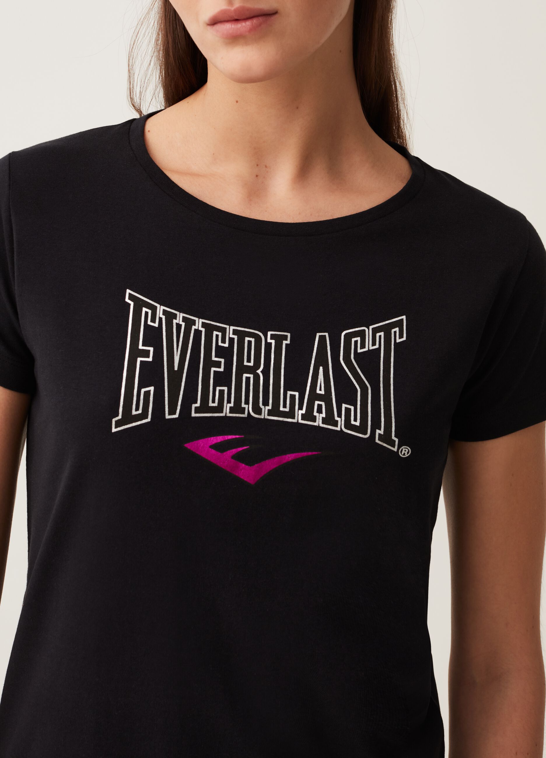 T-shirt in cotone con stampa Everlast in foil