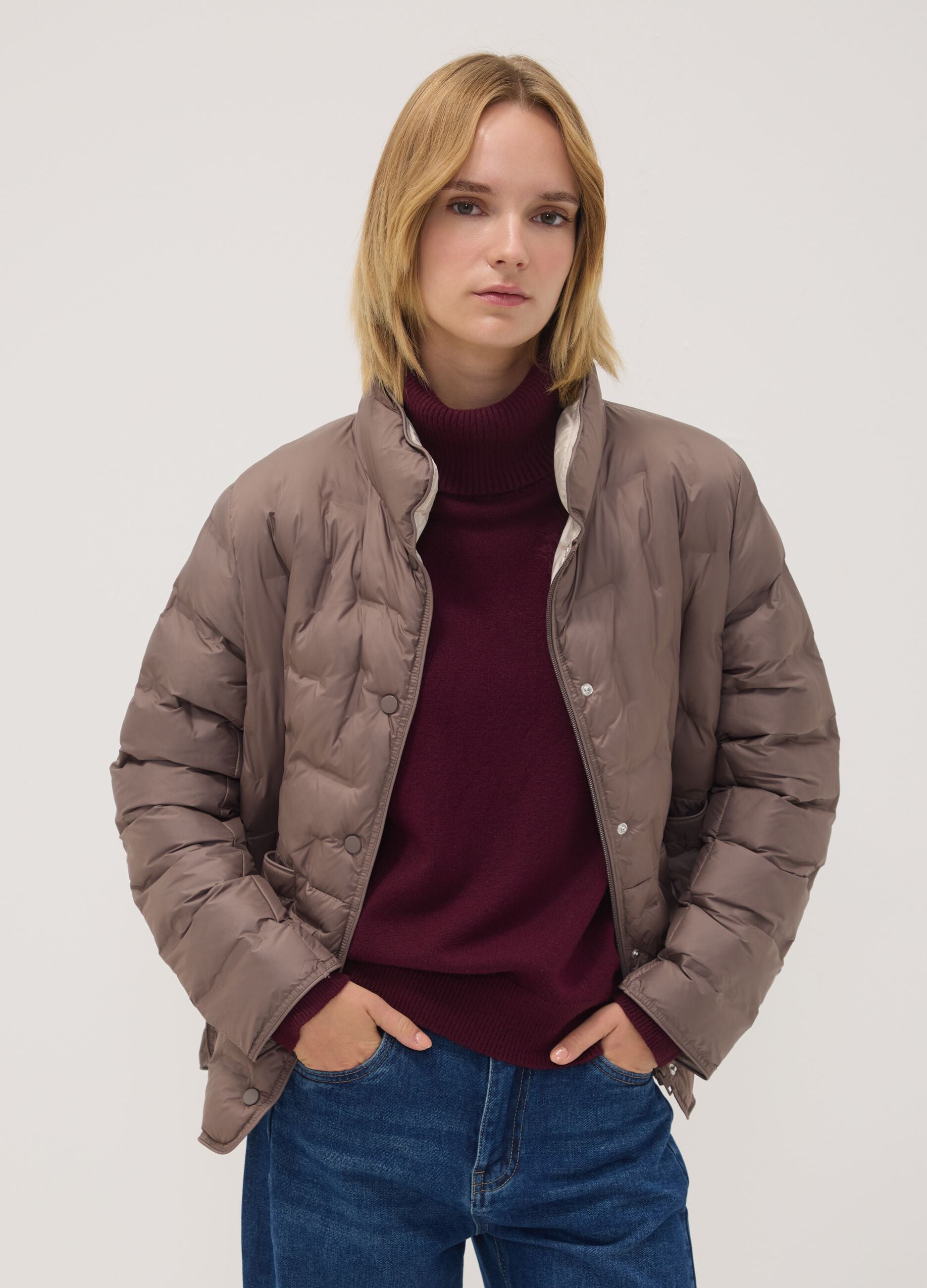 Sand padded jacket, regular fit with high neck