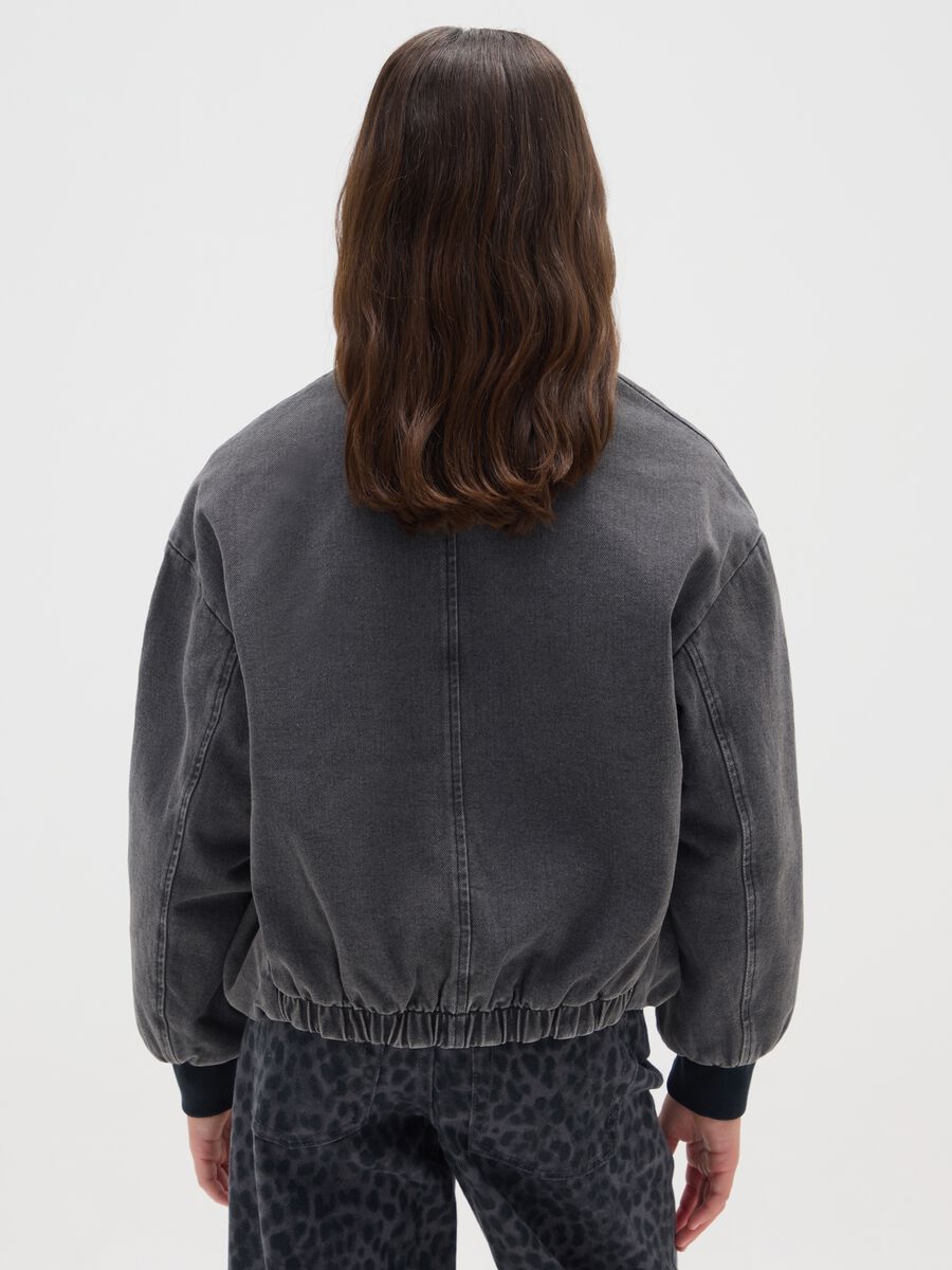 Girls' oversized grey cotton bomber jacket_1