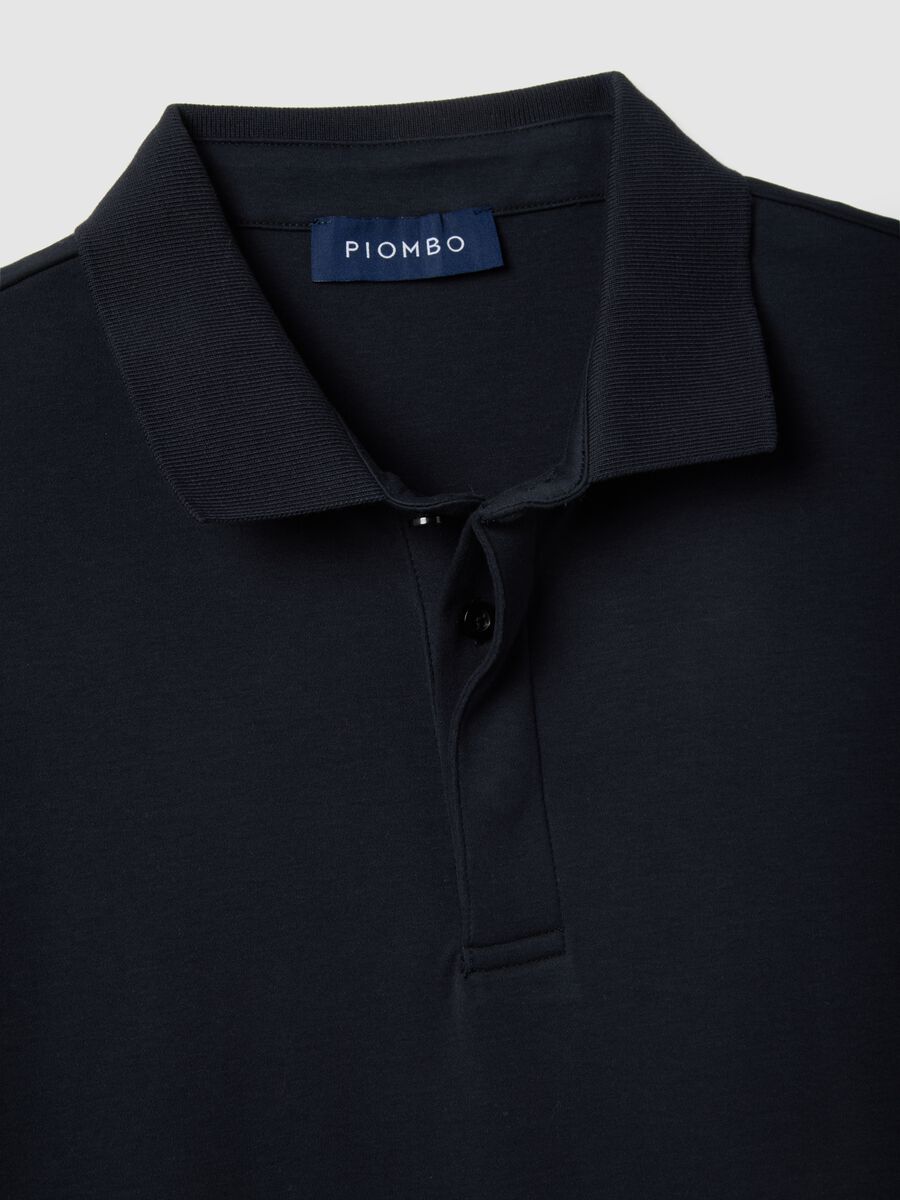 Polo in puro cotone blu regular fit_1