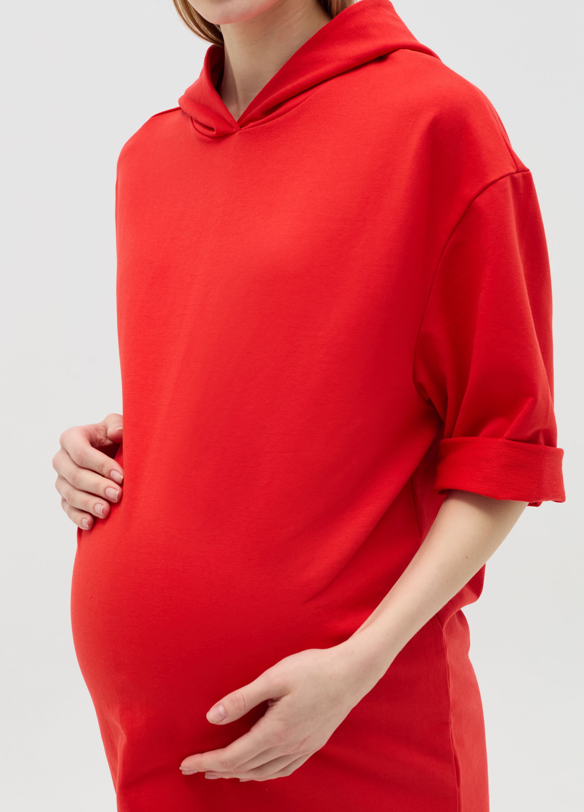Maternity sweatshirt dress with hood