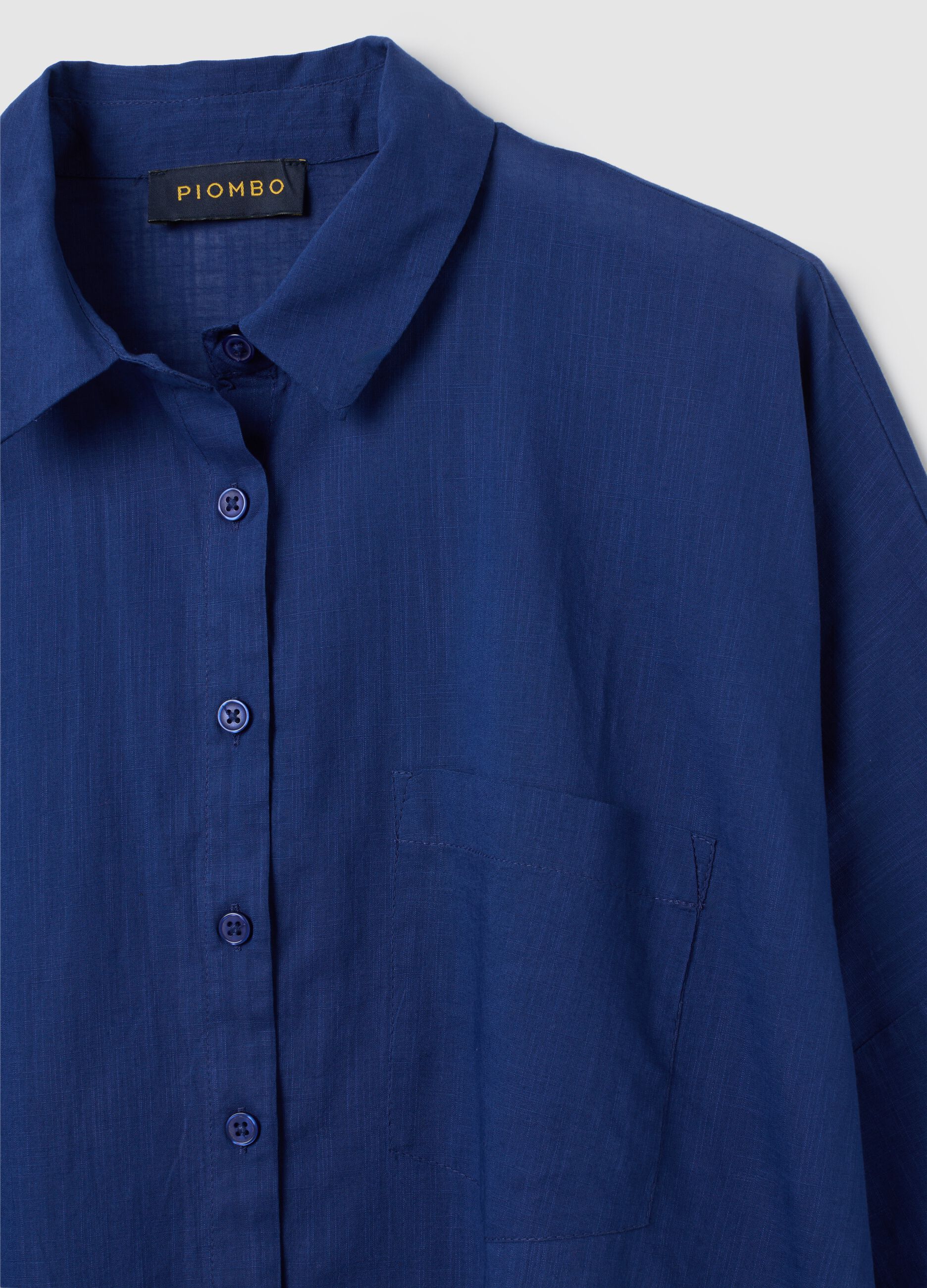 Oversized blue pure cotton women's shirt