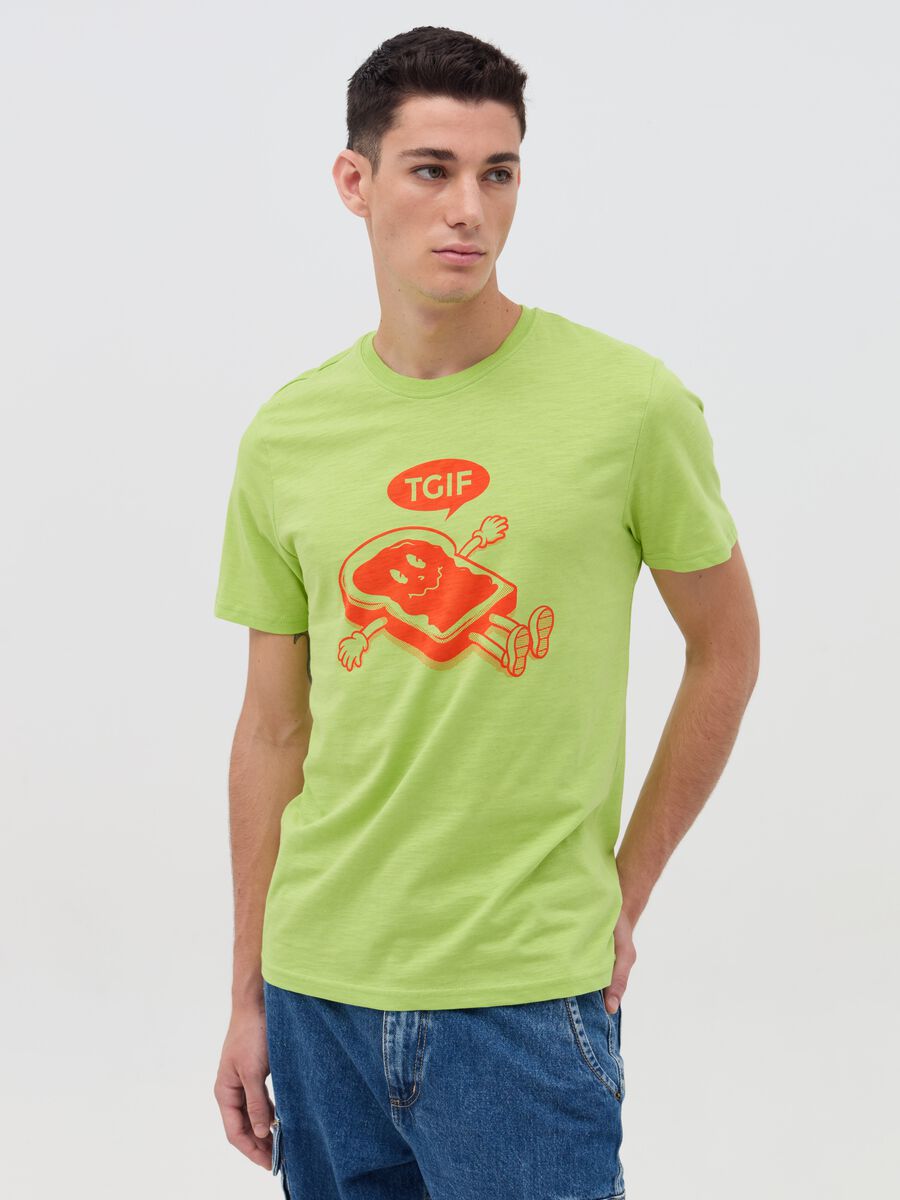 T-shirt in slub jersey "TGIF"_0