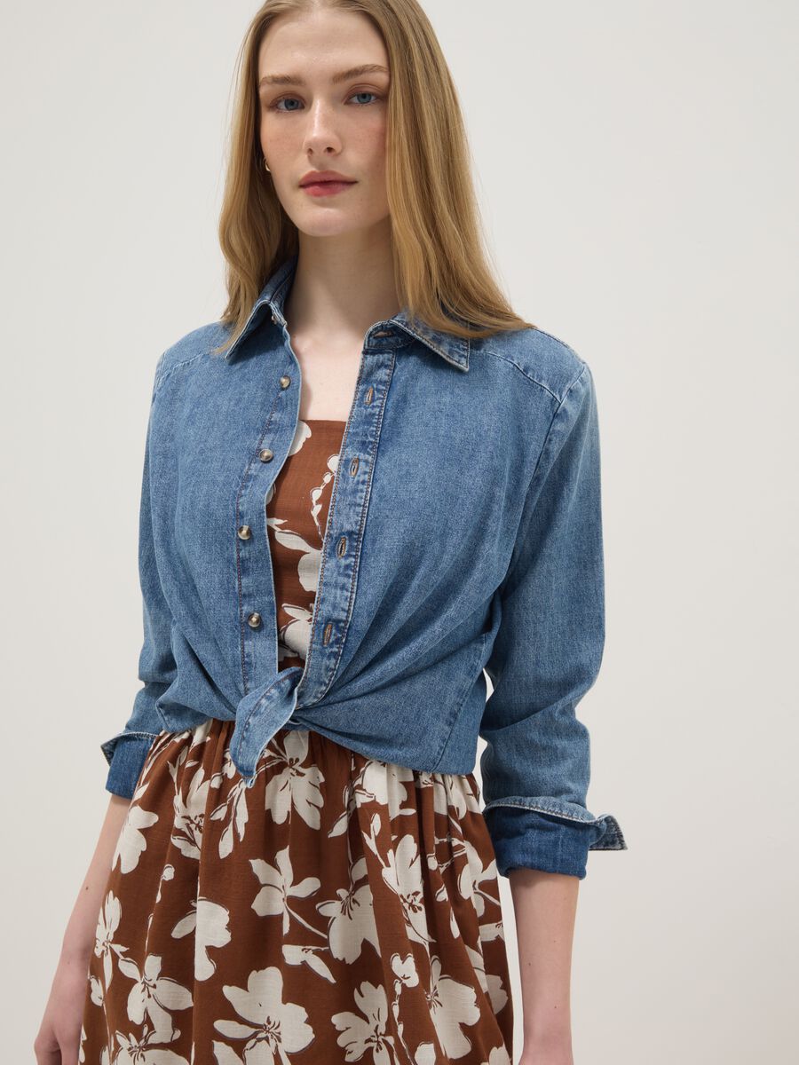 Brown floral print dress_3