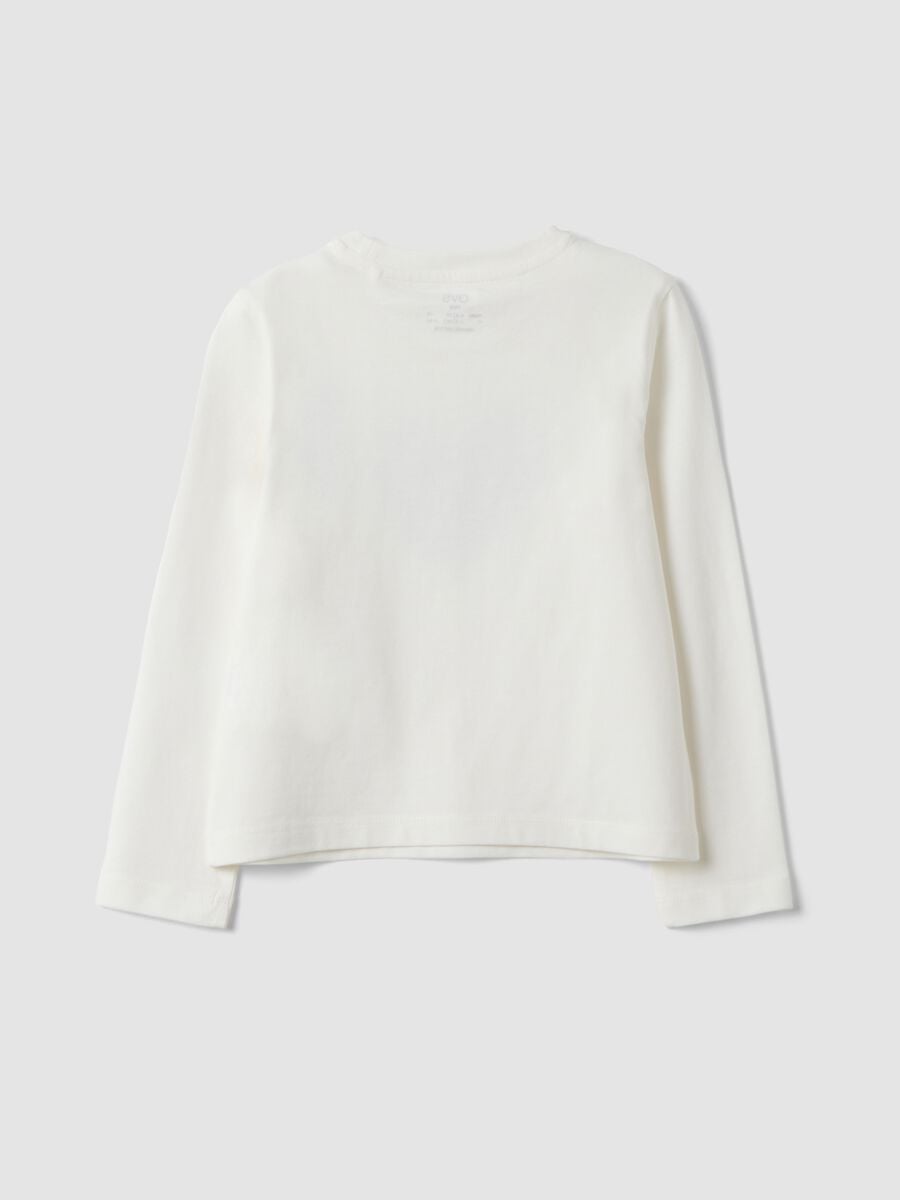 T-shirt bianca in puro cotone organico con stampa cuore per bambina_1