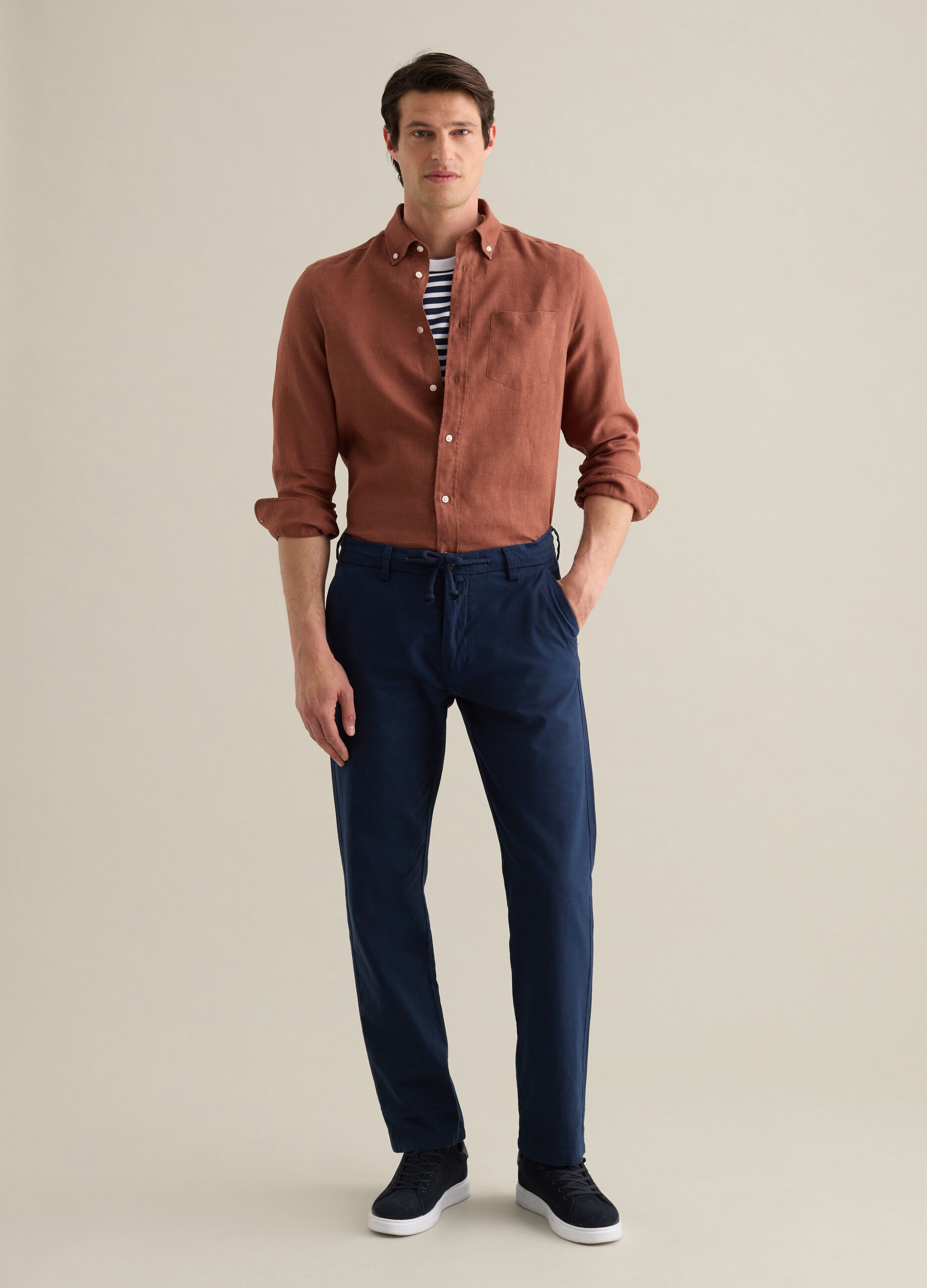 Regular Brown Linen Shirt