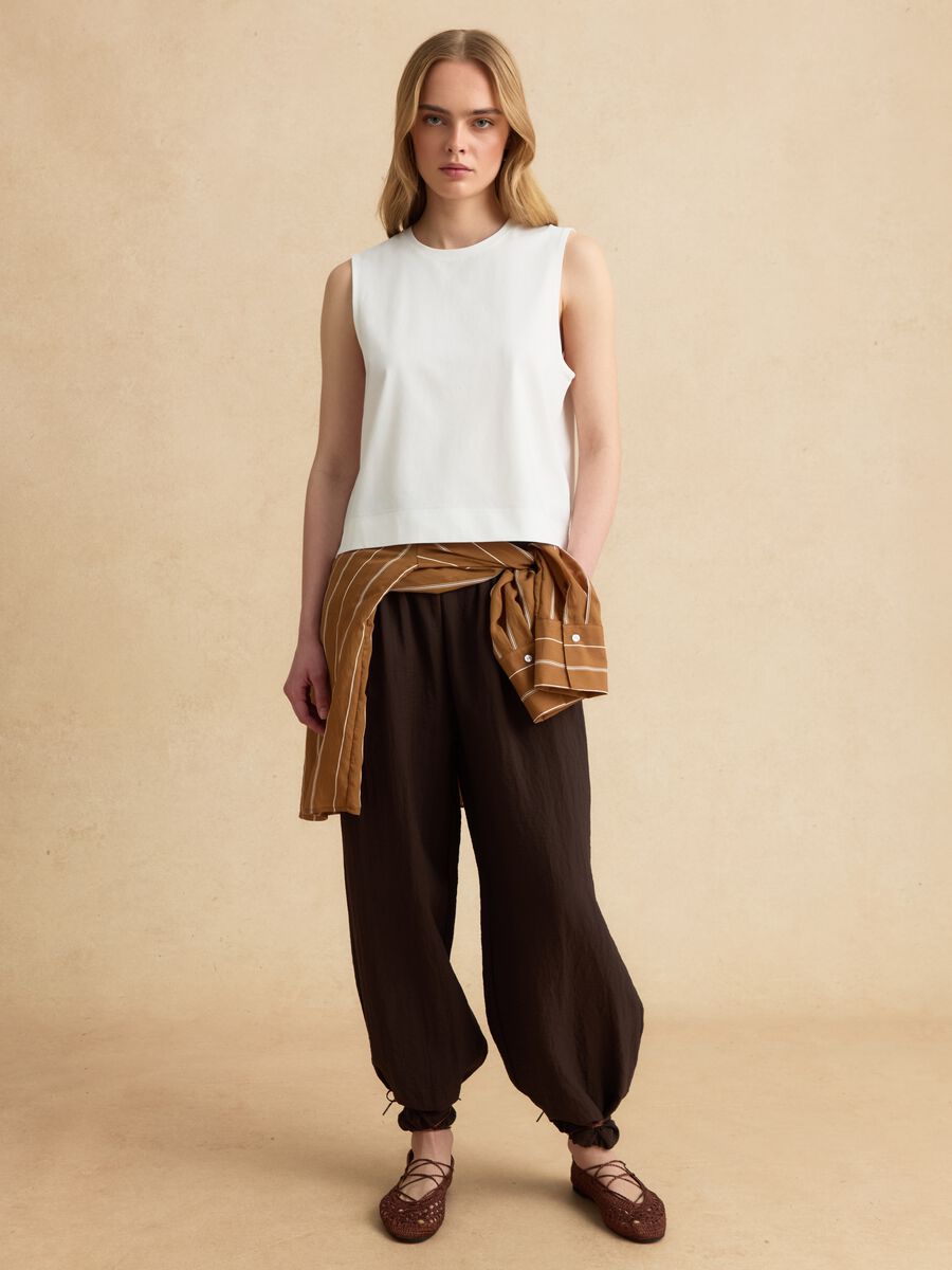White cotton-blend tank top_2