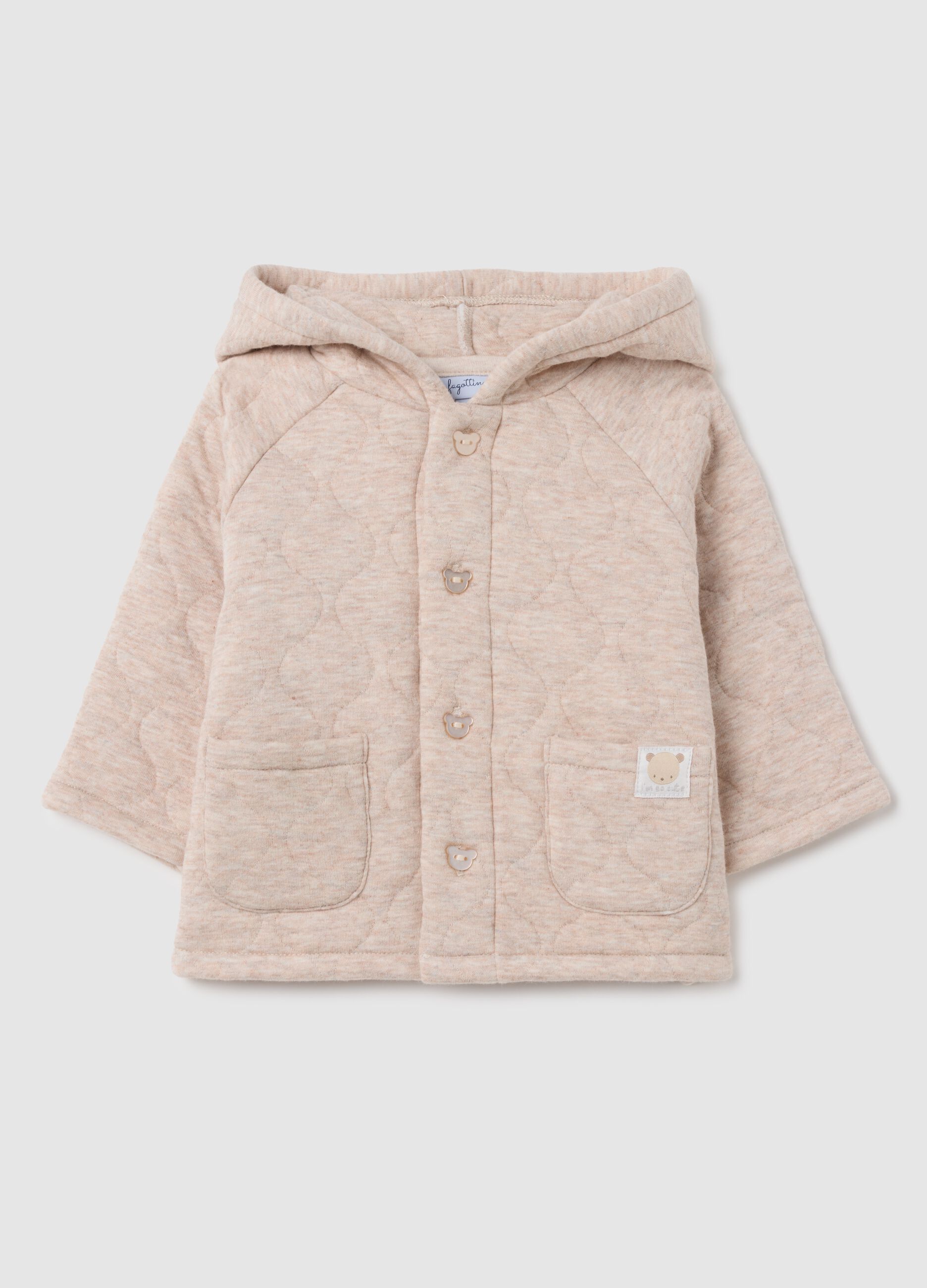 Giacca da neonato in misto cotone beige regular fit