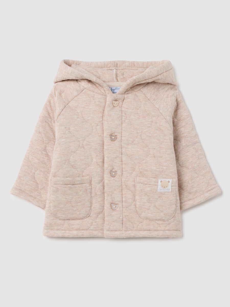 Giacca da neonato in misto cotone beige regular fit_0