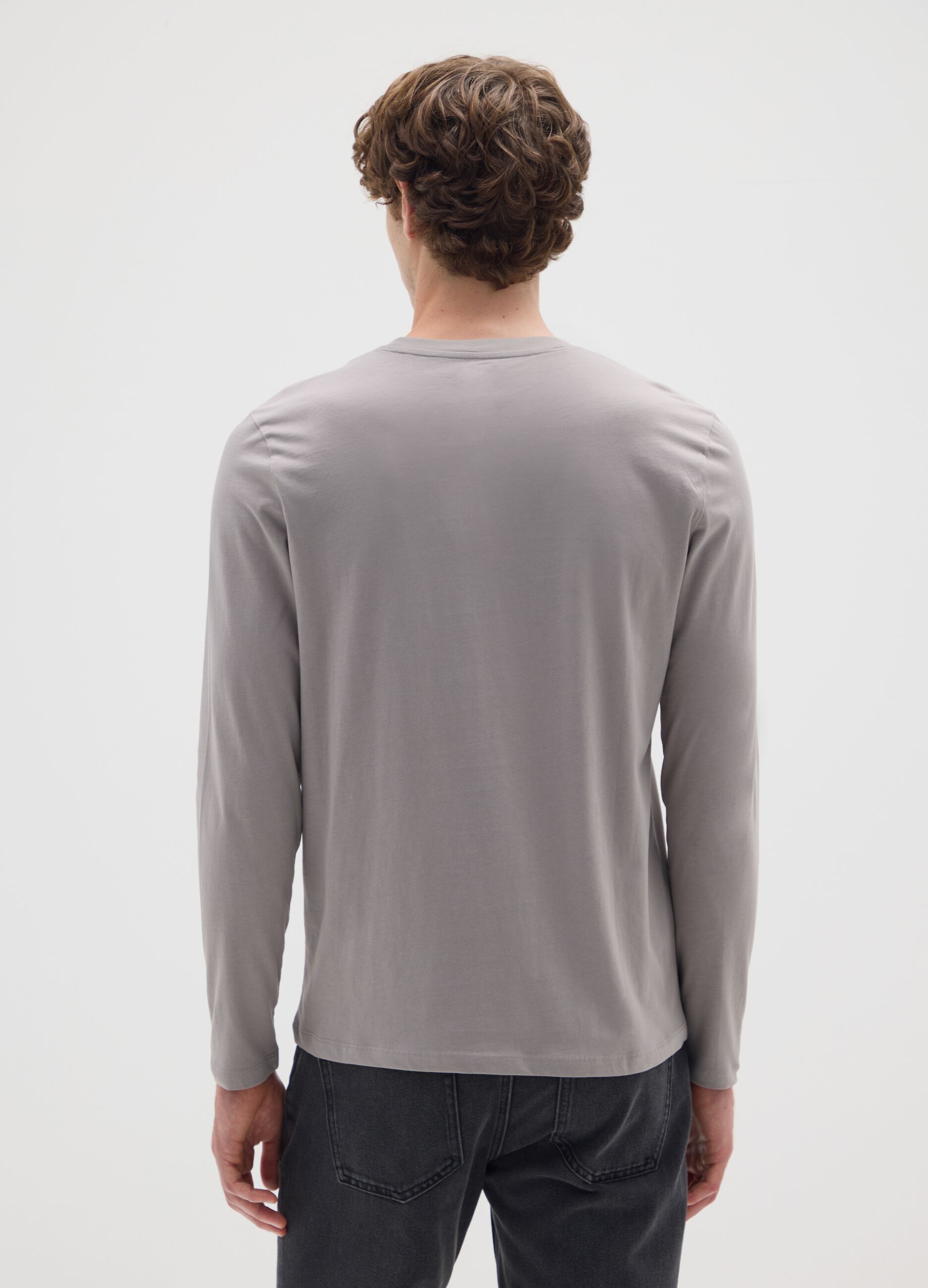 Grey pure cotton regular fit sweater