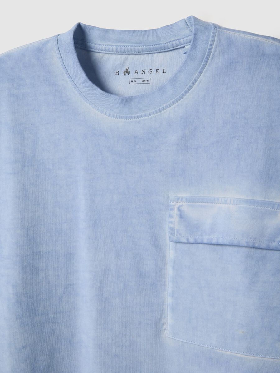 Light blue pure cotton regular fit t-shirt with pocket_1