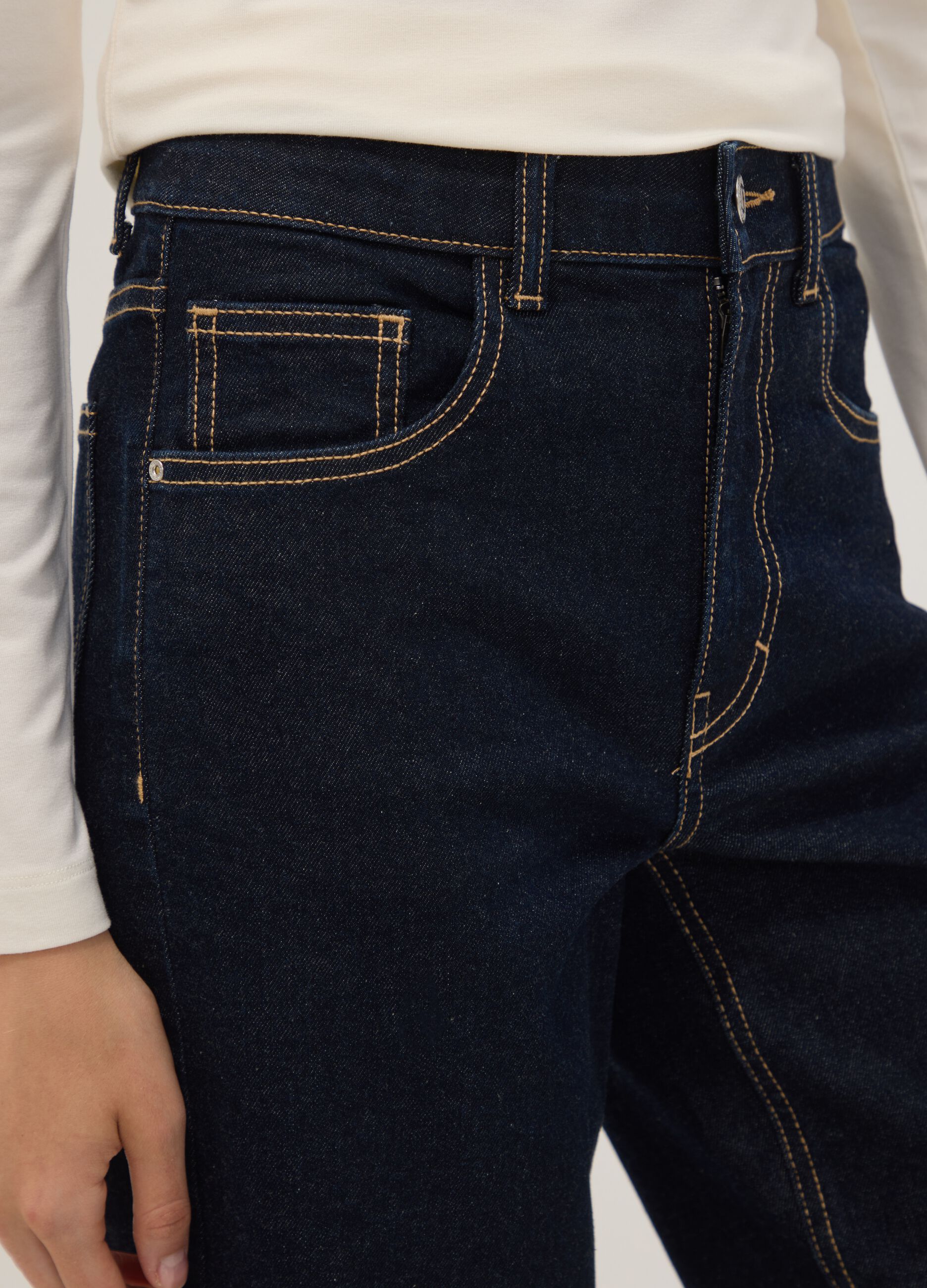 Blue wide-leg jeans in stretch cotton