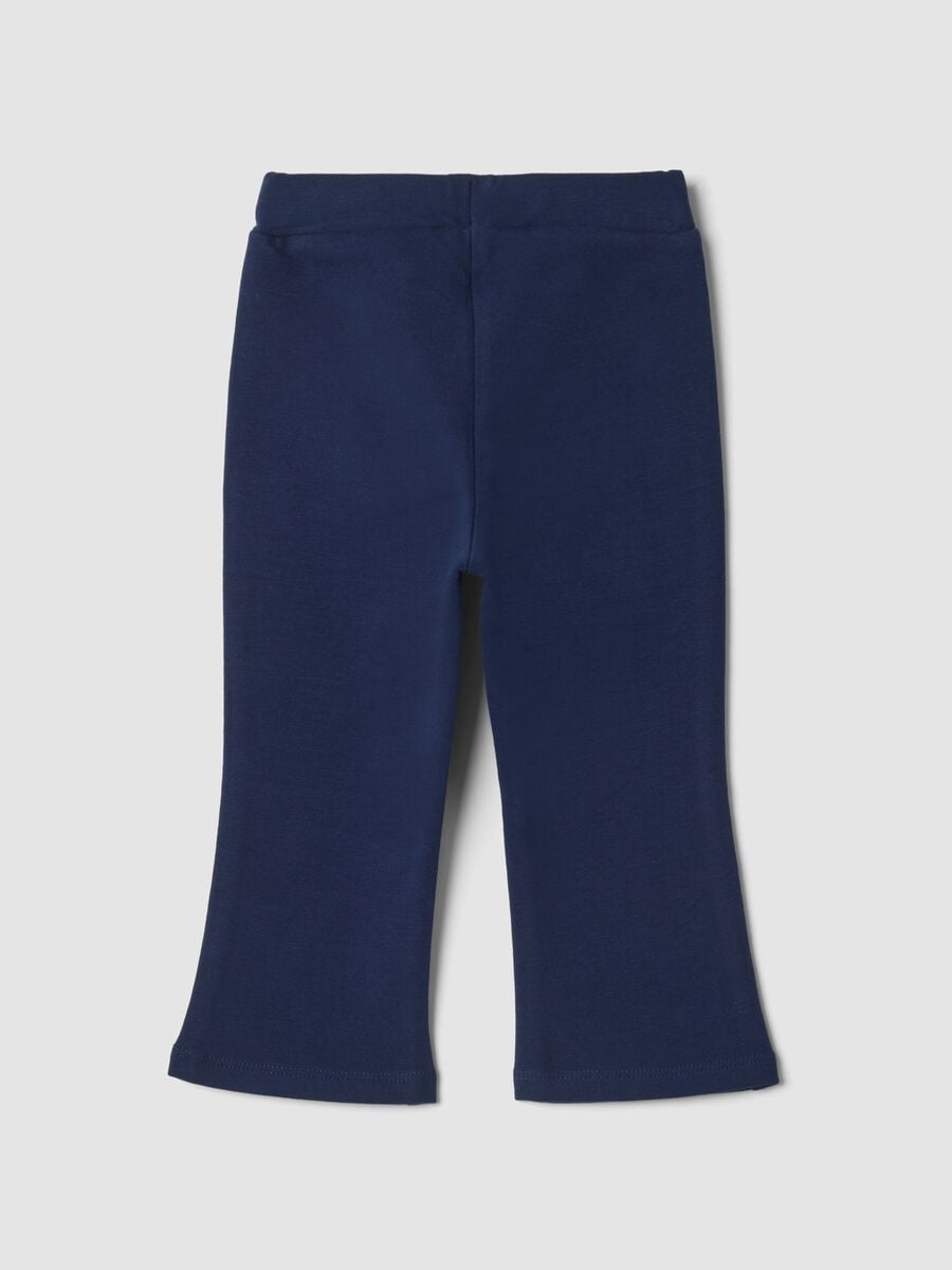 Blue organic stretch cotton flared leggings_1