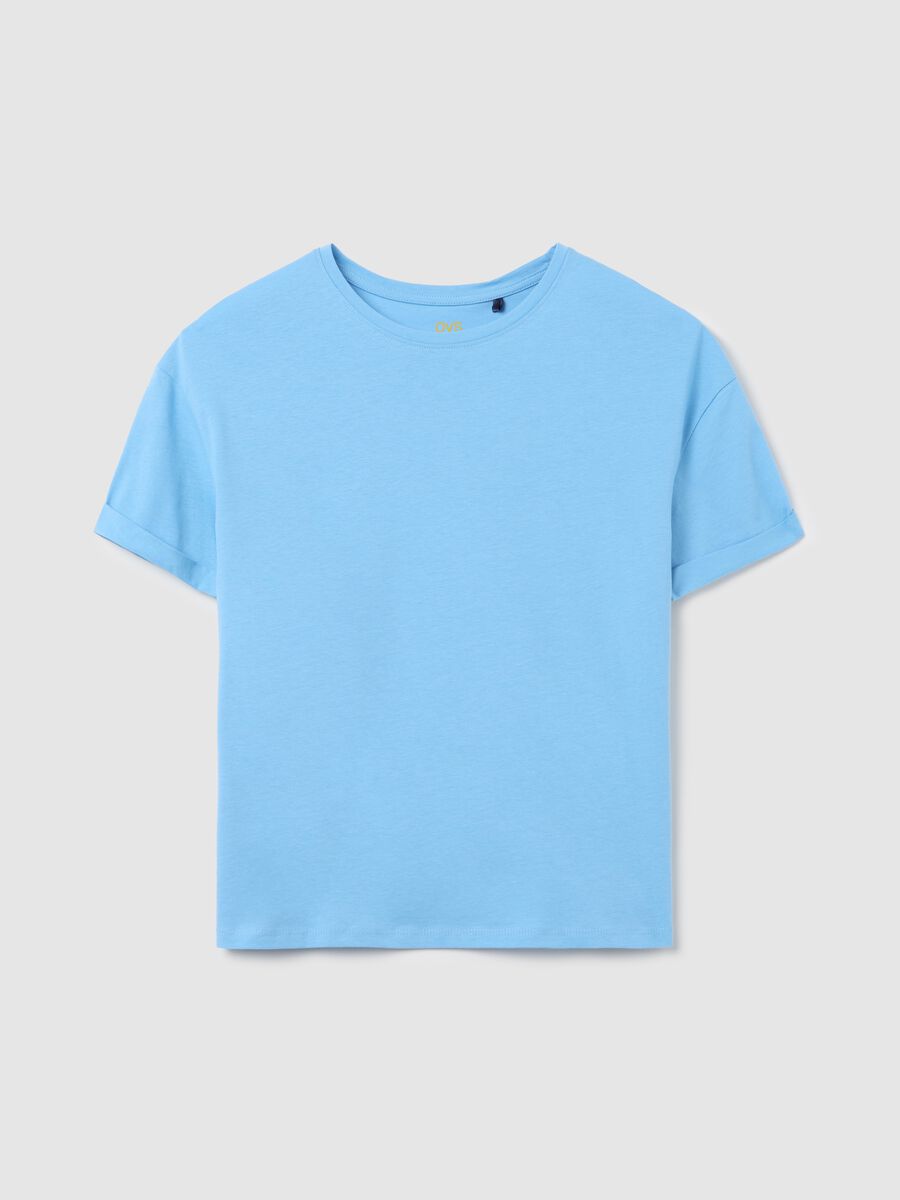 Light blue boxy-fit T-shirt in cotton_4