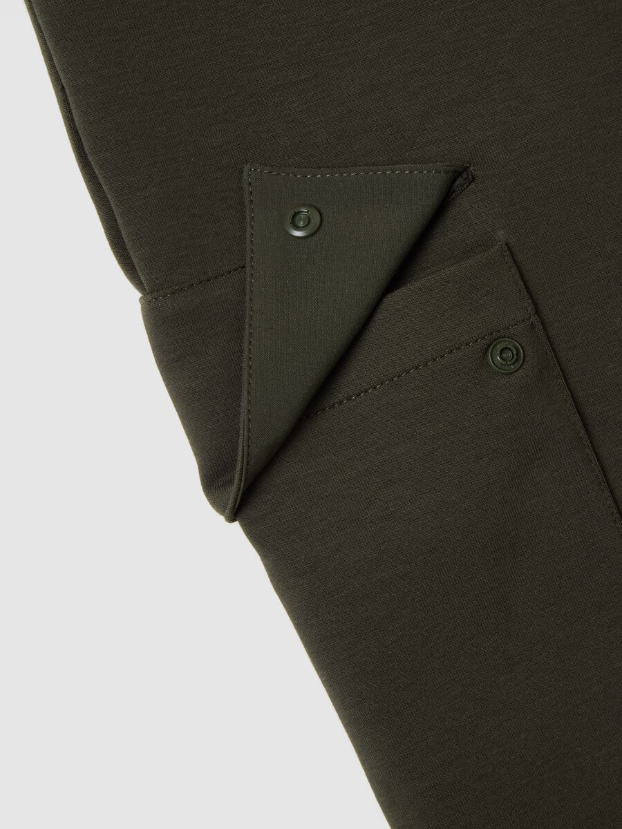 Regular fit brown cotton blend trousers_5