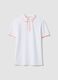 White stretch cotton polo shirt with contrast trims_0