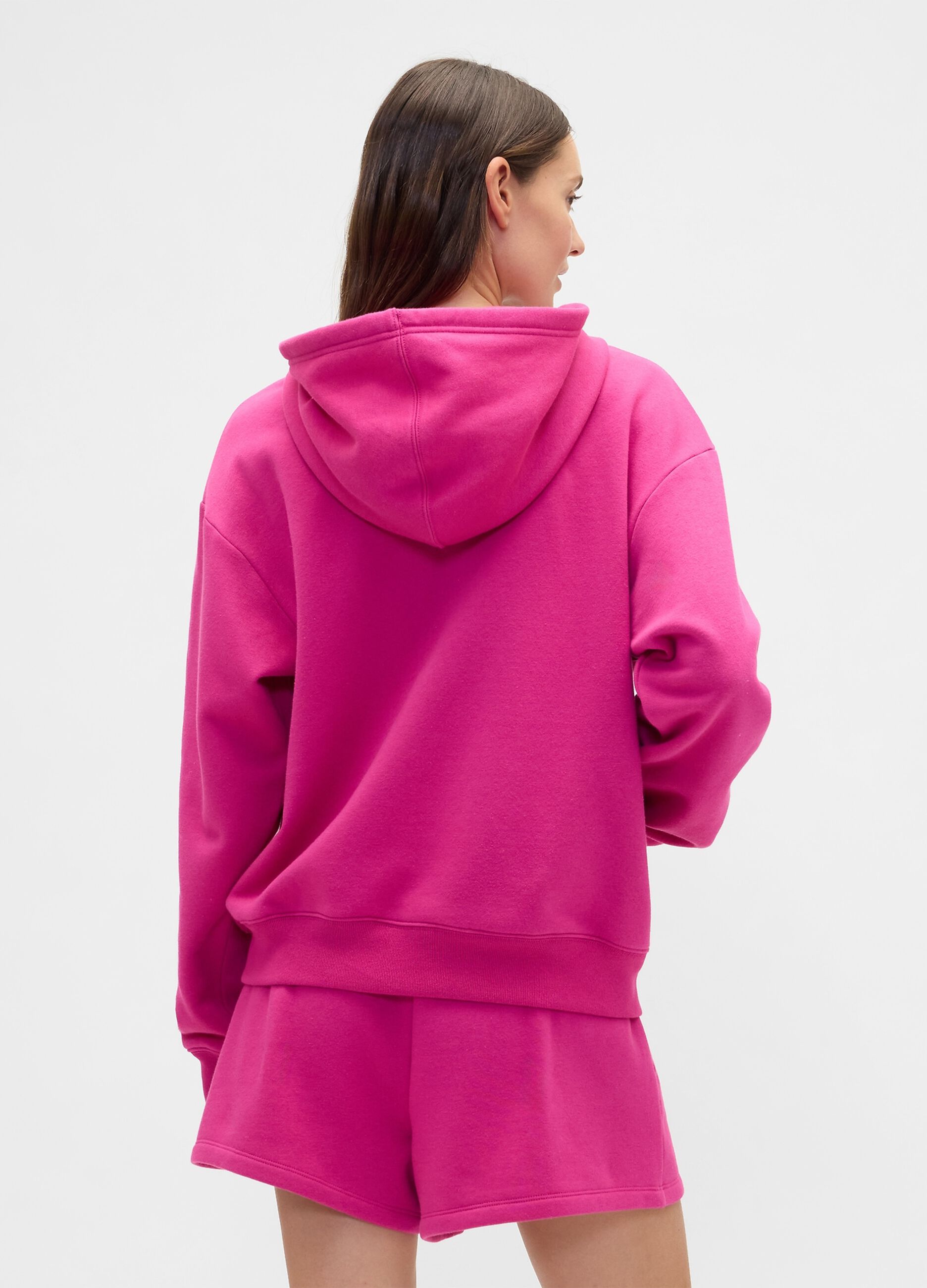 Felpa rosa con cappuccio e zip intera
